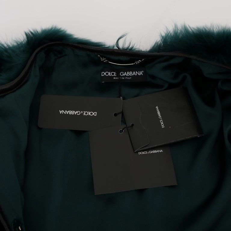 Dolce & Gabbana Green Alpaca Fur Vest Sleeveless Jacket