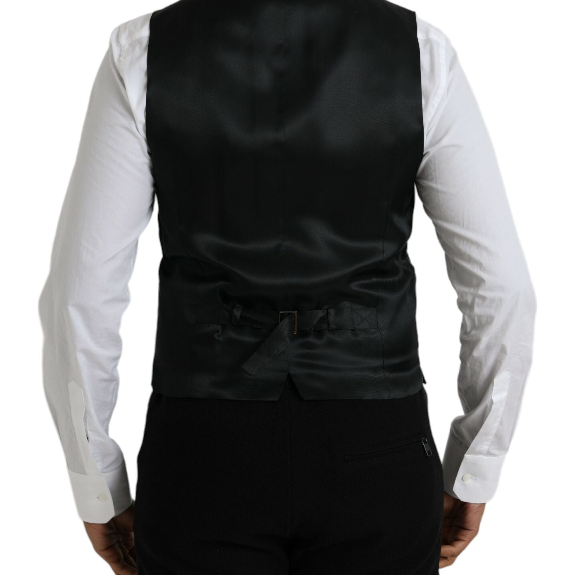 Dolce & Gabbana Black Wool Formal Dress Waistcoat Vest