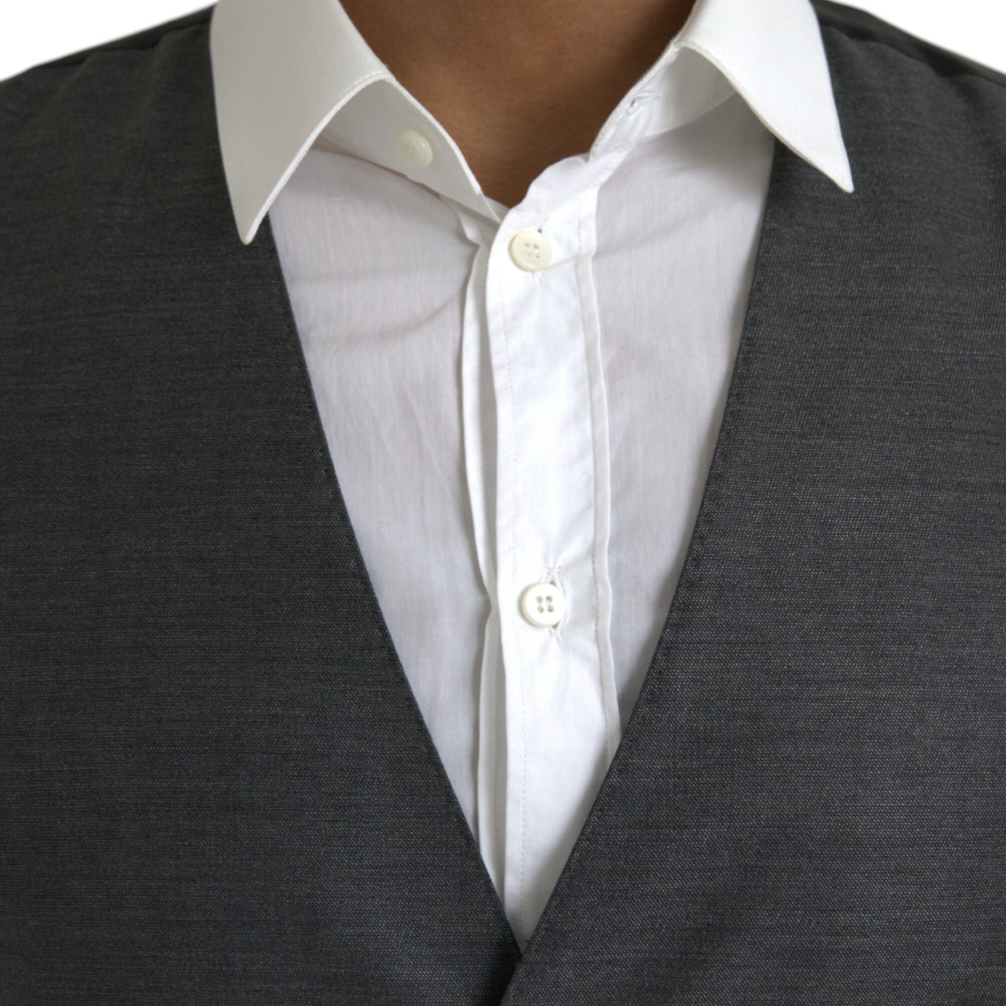 Dolce & Gabbana Gray Wool Formal Dress Waistcoat Vest