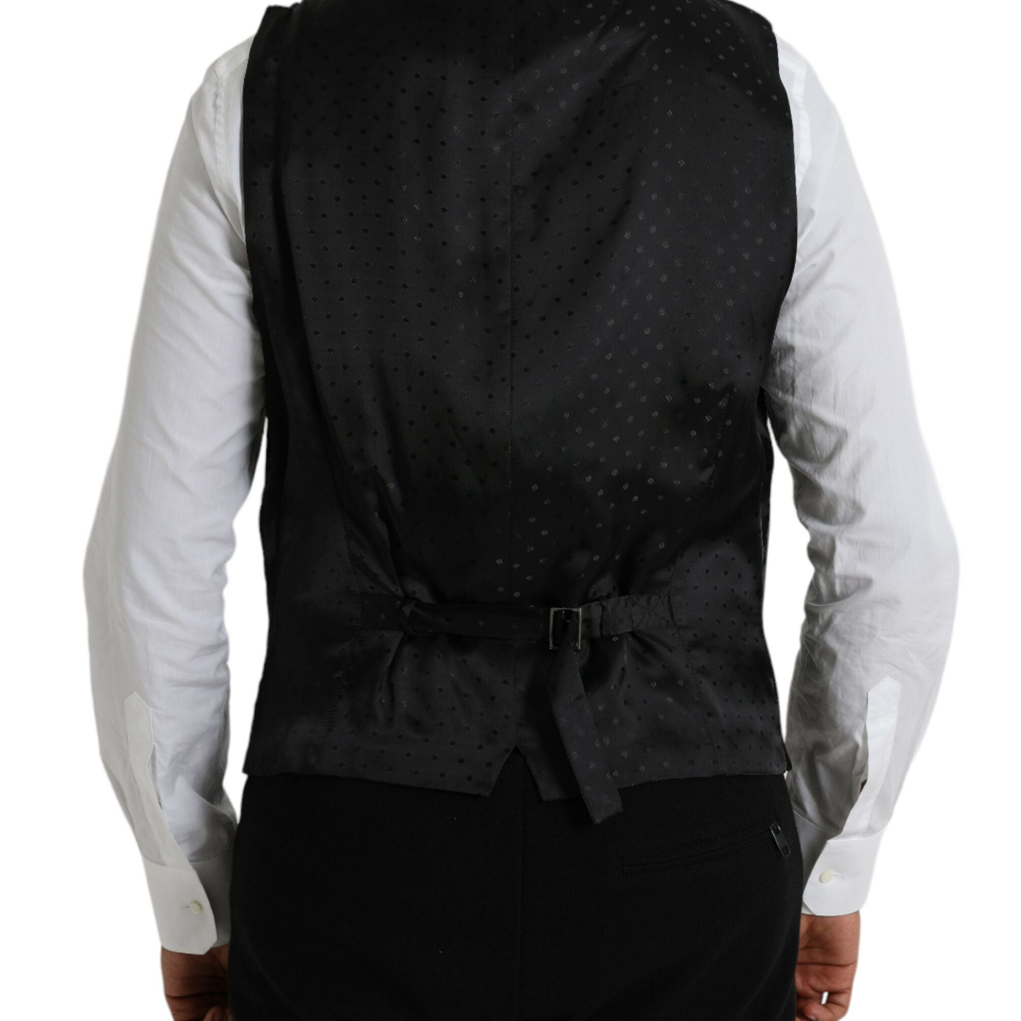 Dolce & Gabbana Black Silk Waistcoat Dress Formal Vest