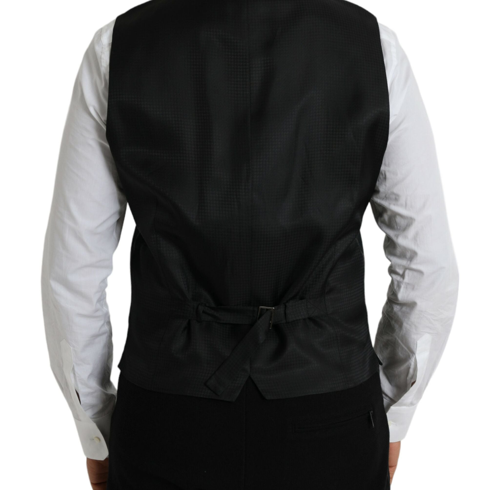 Dolce & Gabbana Black Wool Waistcoat Dress Formal Vest