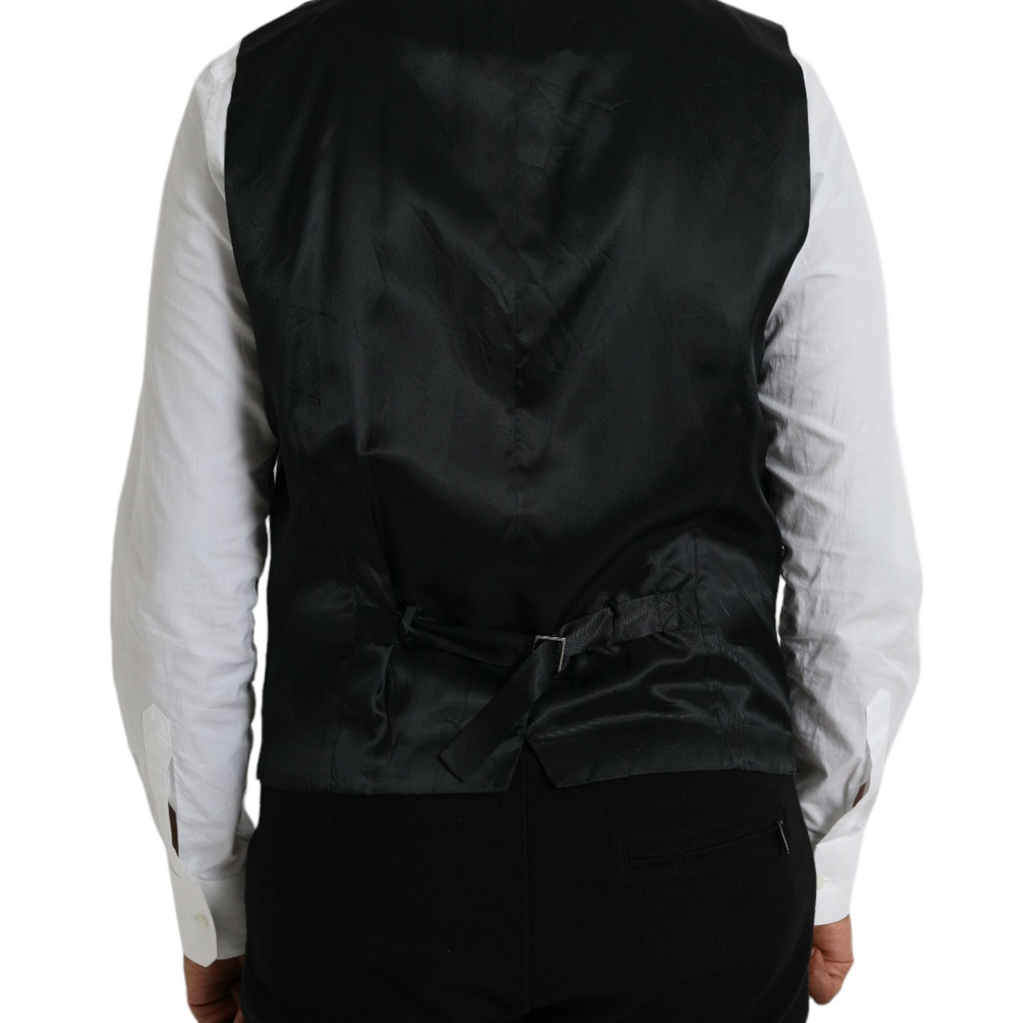 Dolce & Gabbana Black Wool Waistcoat Dress Formal Vest