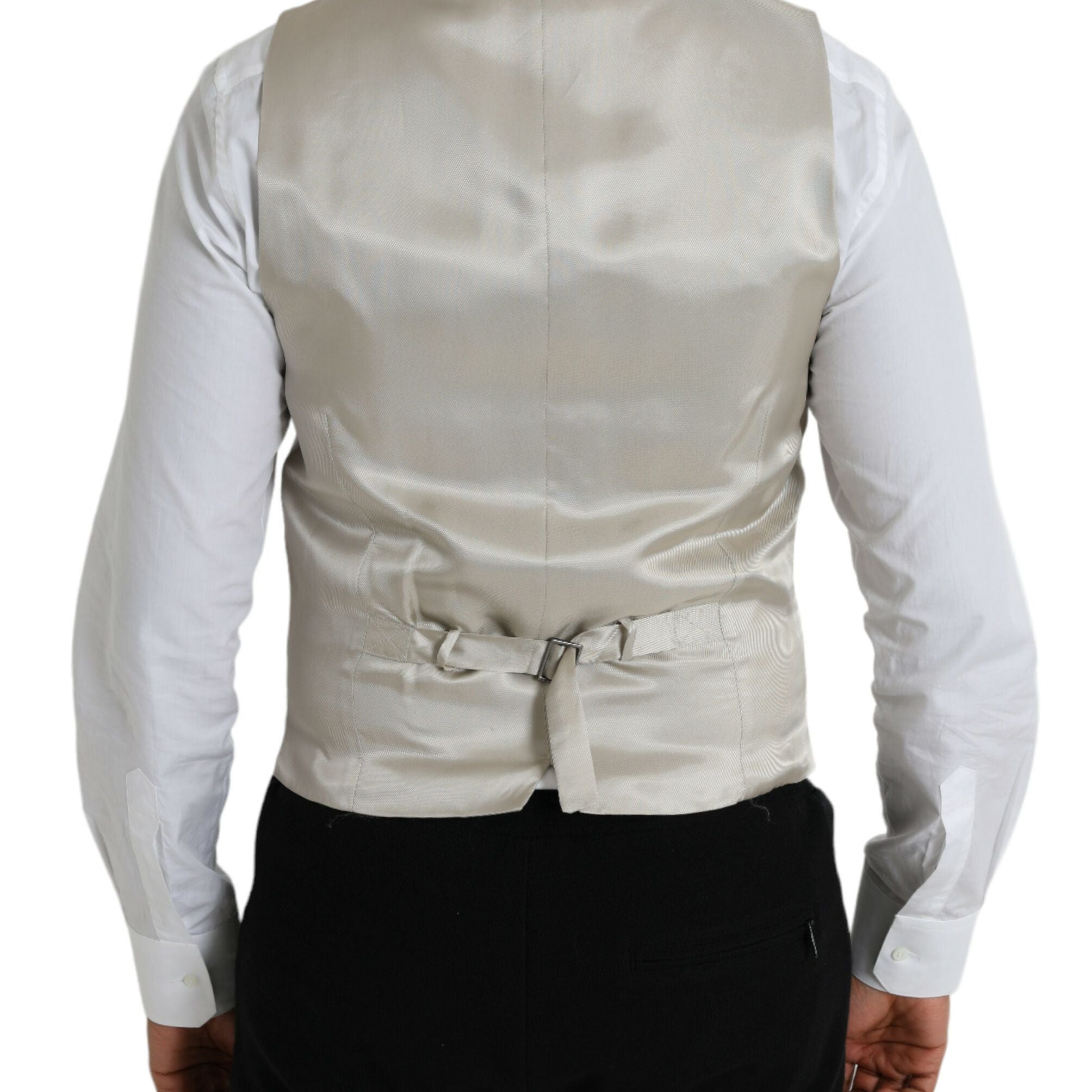 Dolce & Gabbana Light Gray Wool Formal Dress Waistcoat Vest