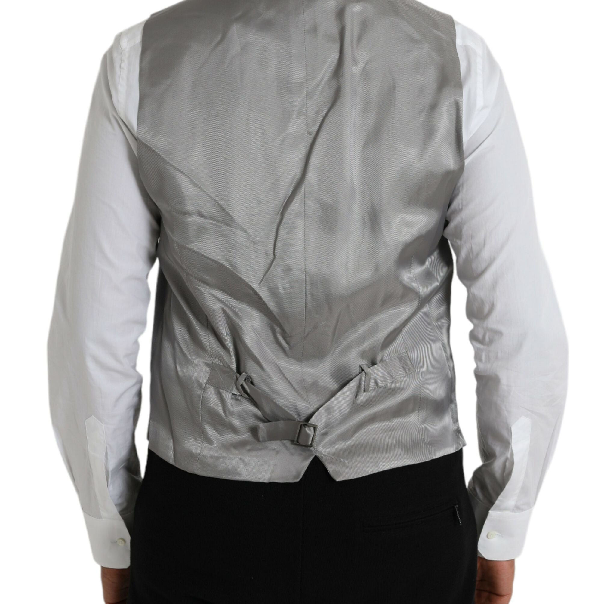Dolce & Gabbana Light Gray Wool Formal Dress Waistcoat Vest