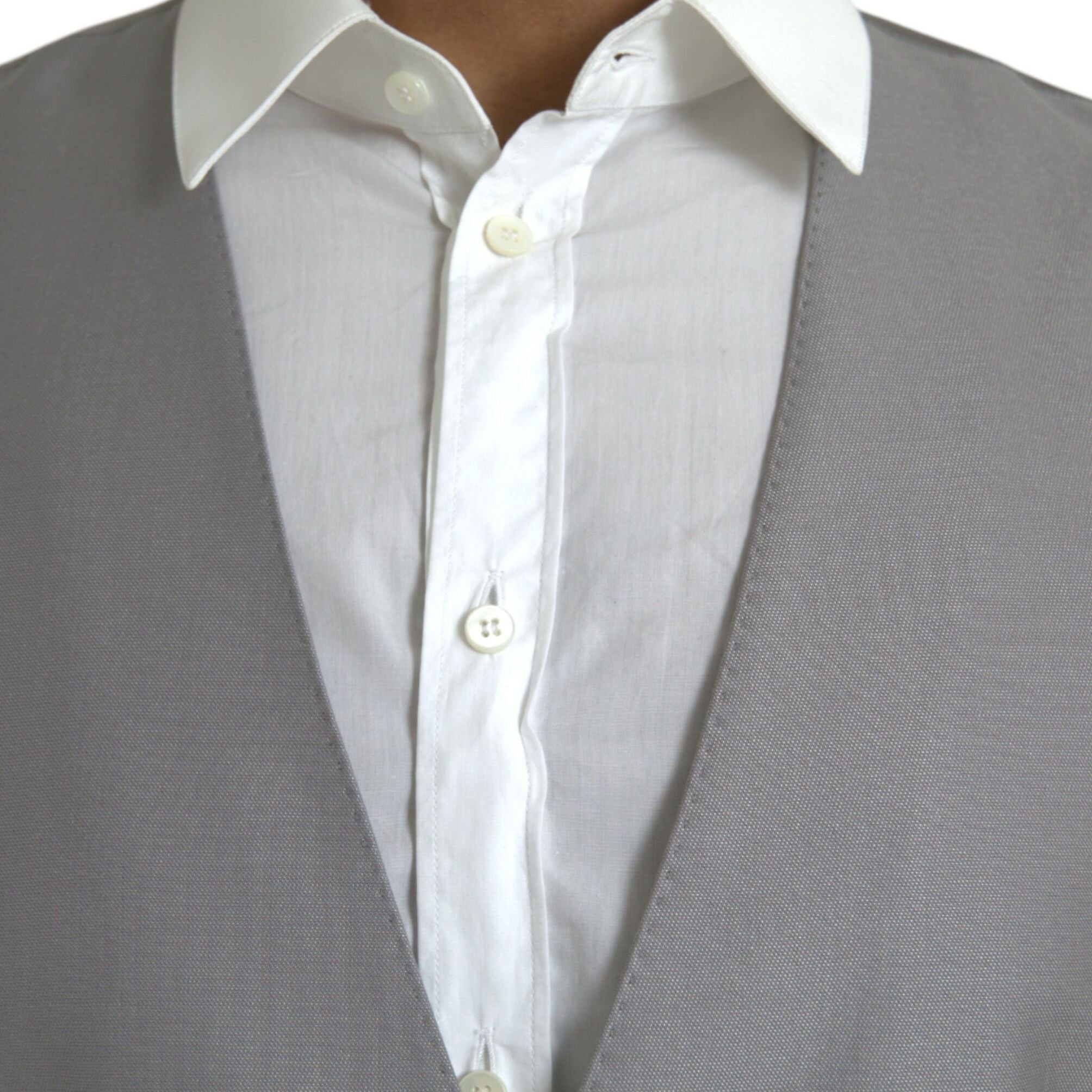 Dolce & Gabbana Light Gray Wool Formal Dress Waistcoat Vest