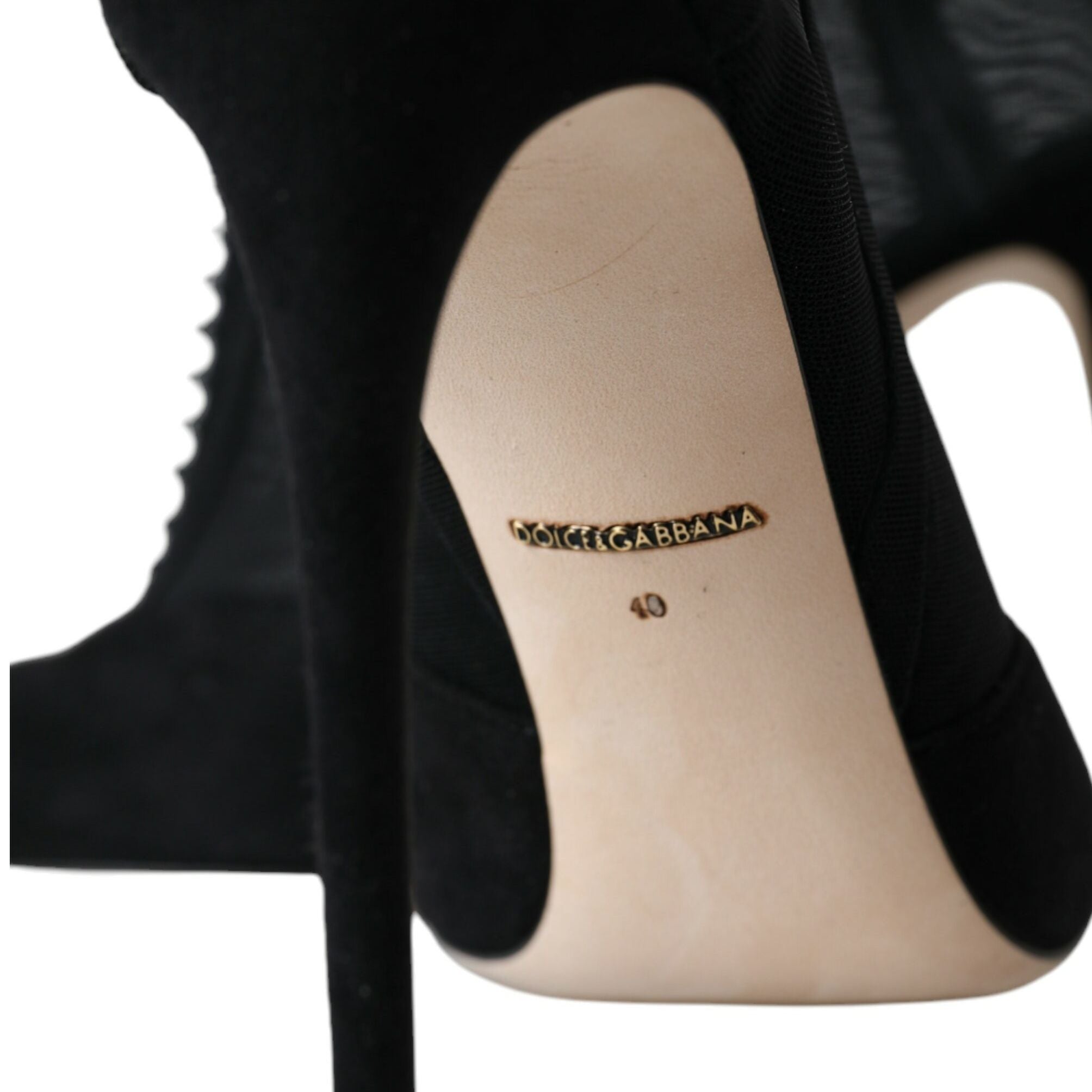 Dolce & Gabbana Black Mesh Stiletto Heels Ankle Boots Shoes