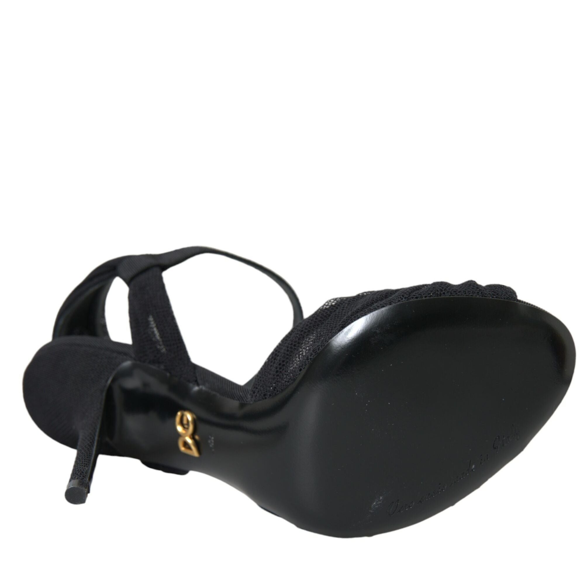 Dolce & Gabbana Black Suede Embellished Heels Sandals Shoes