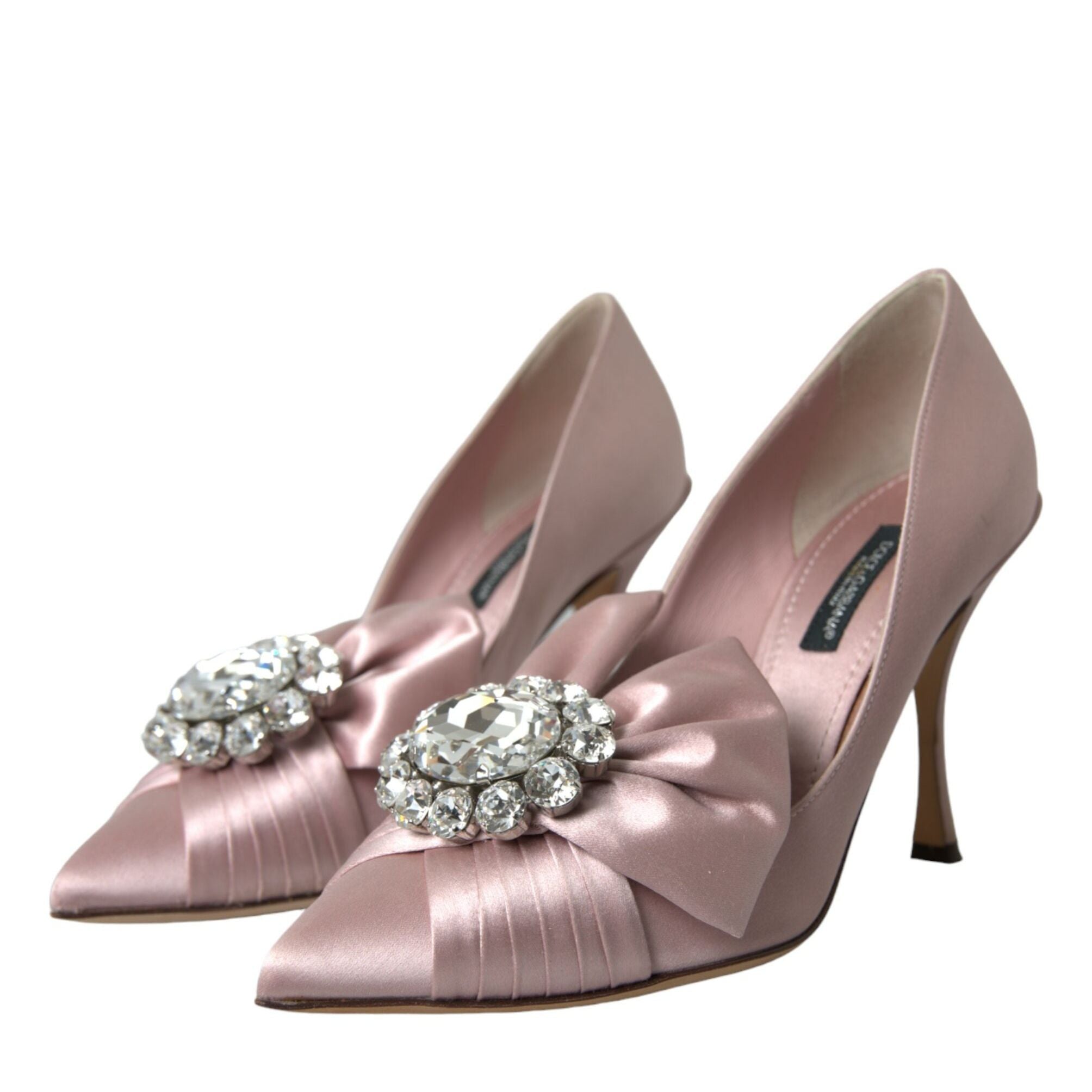 Dolce & Gabbana Pink Satin Crystal High Heels Pumps Shoes