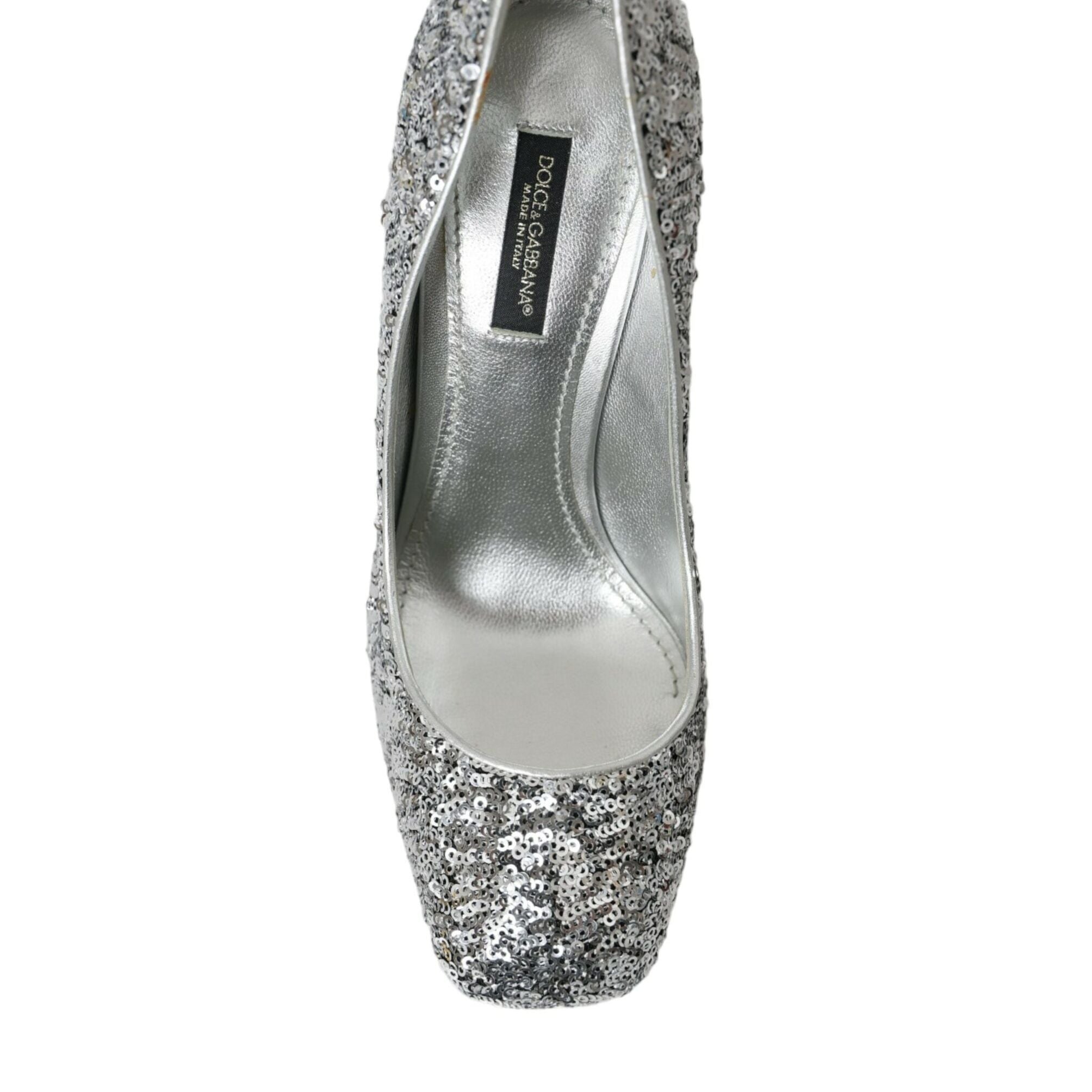 Dolce & Gabbana Silver Sequin Embellished Heels Pumps Shoes