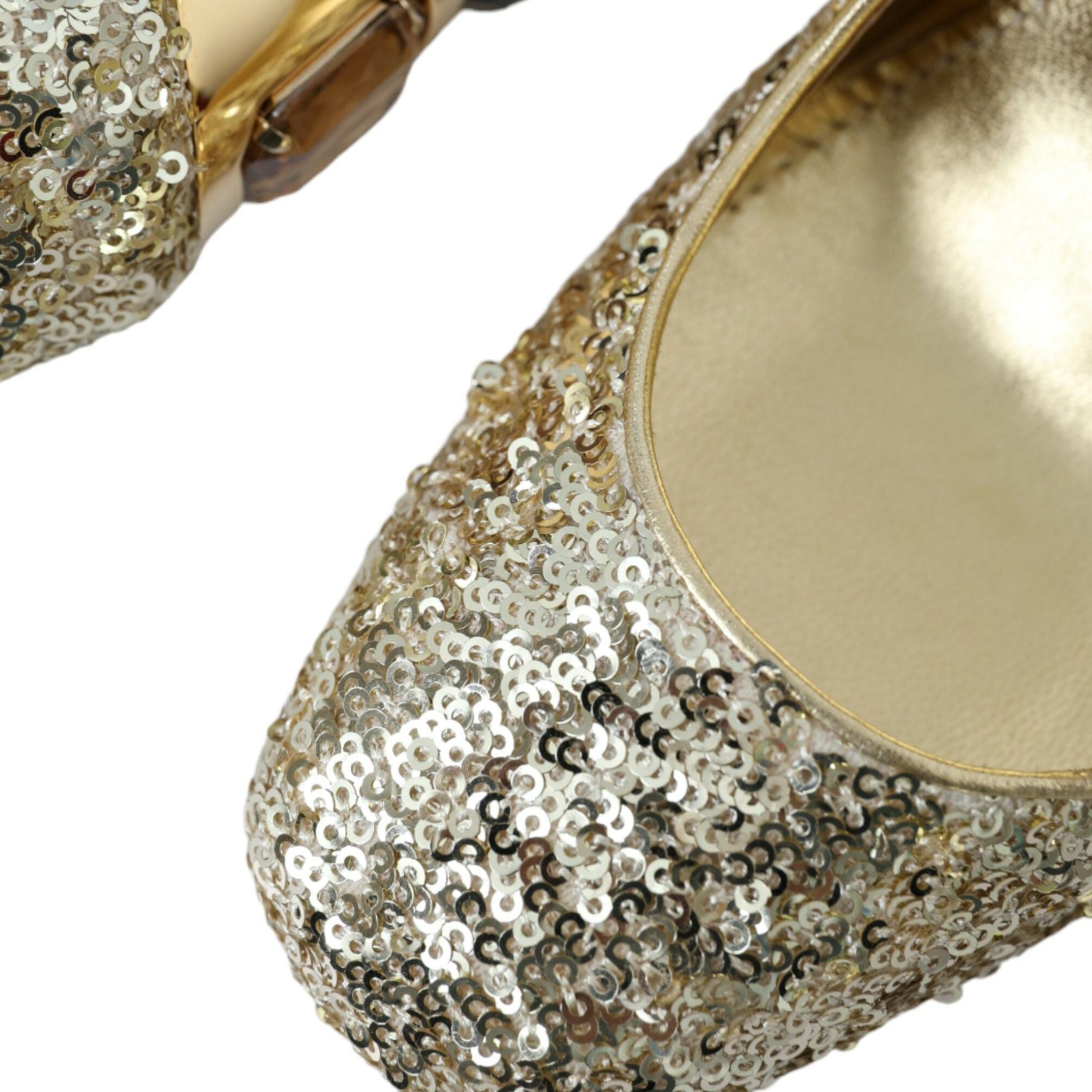 Dolce & Gabbana Gold Sequin Crystal Heels Pumps Shoes