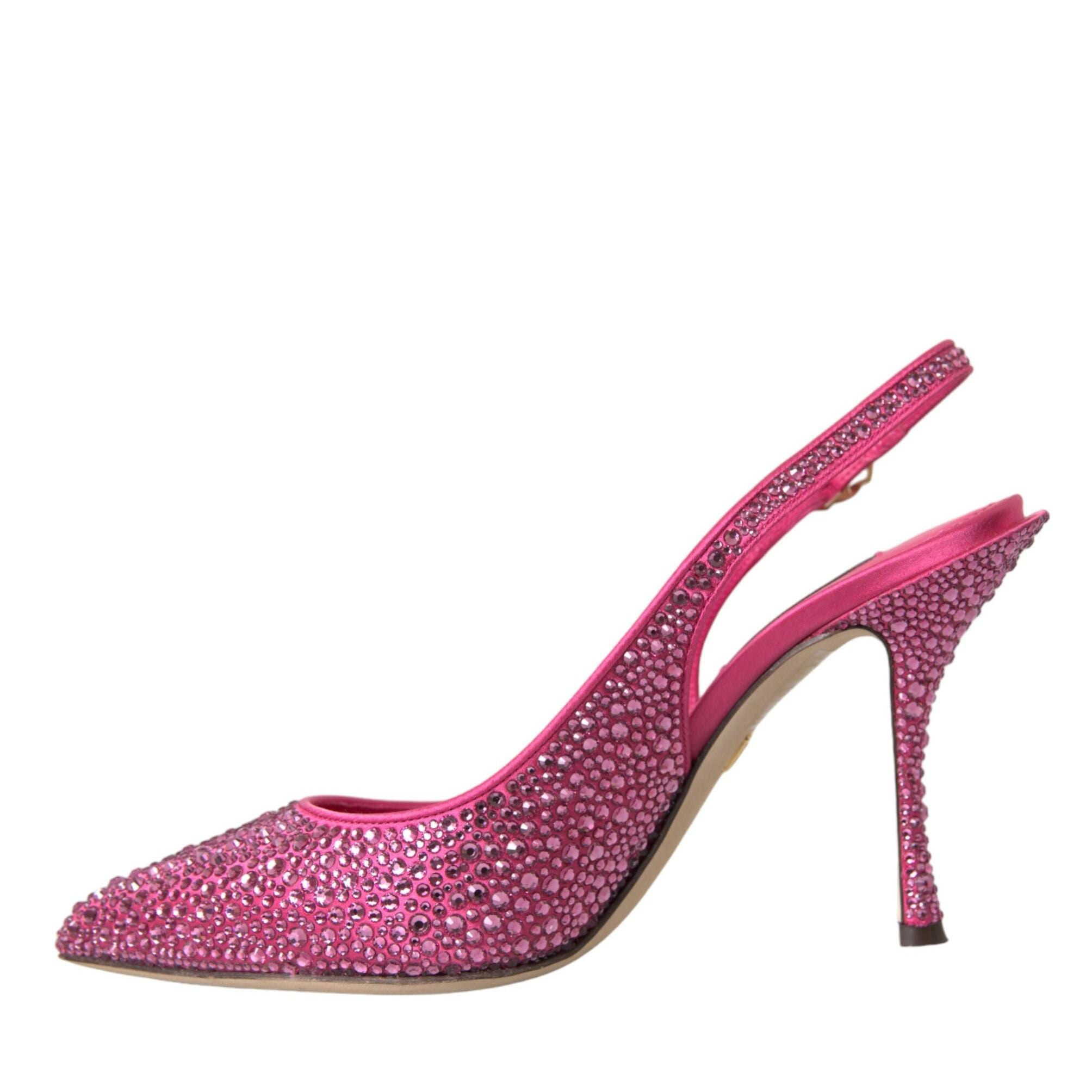 Dolce & Gabbana Pink Slingbacks Crystal Pumps Shoes