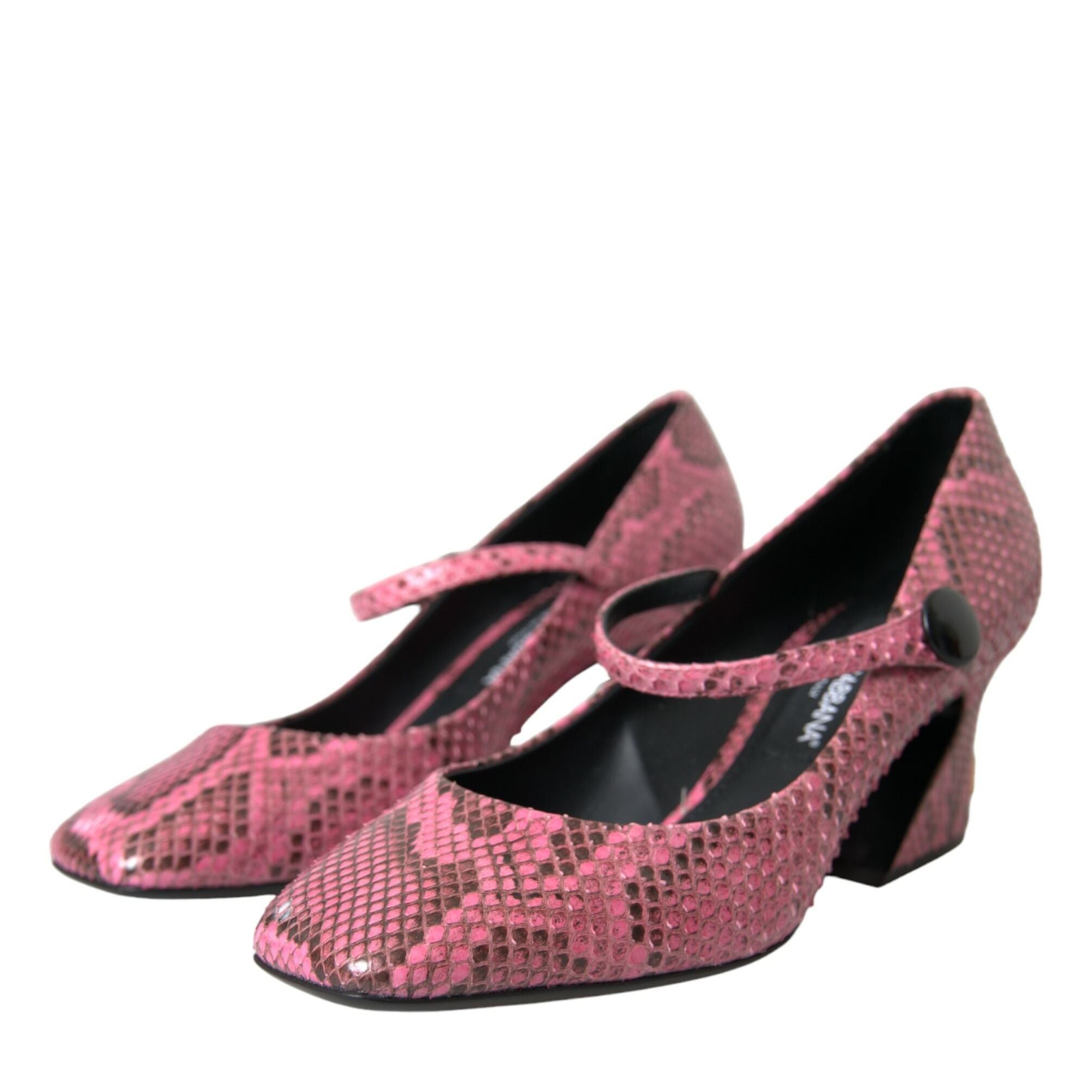 Dolce & Gabbana Pink Python Leather Mary Jane Heels Shoes