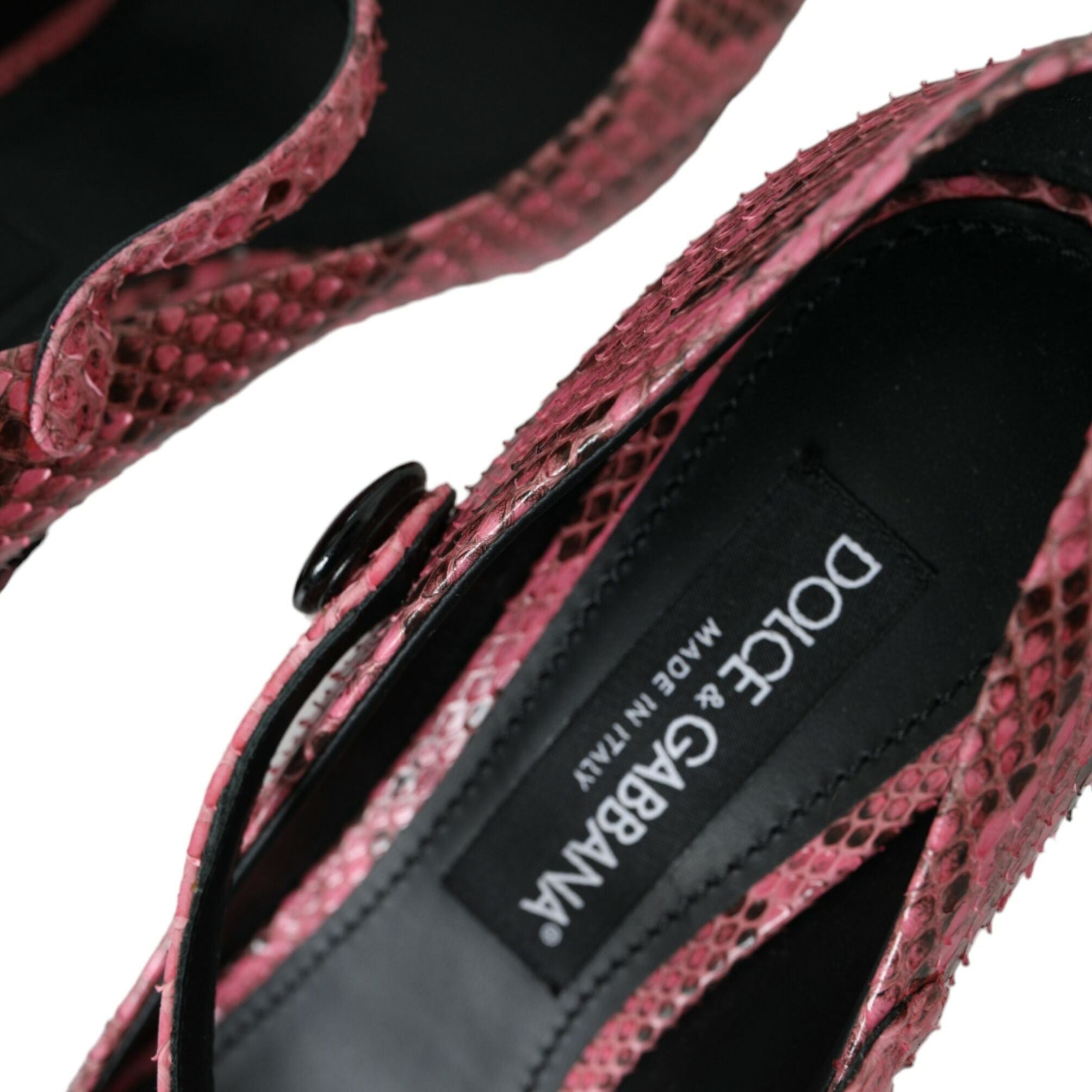 Dolce & Gabbana Pink Python Leather Mary Jane Heels Shoes