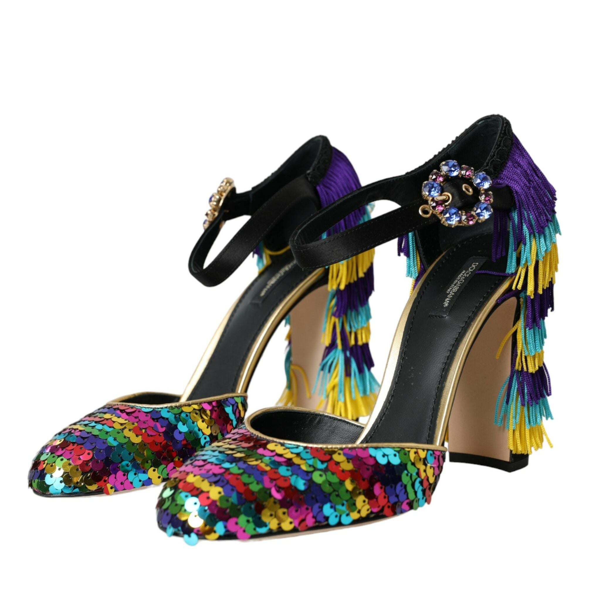 Dolce & Gabbana Multicolor Sequin Crystal Mary Jane Shoes