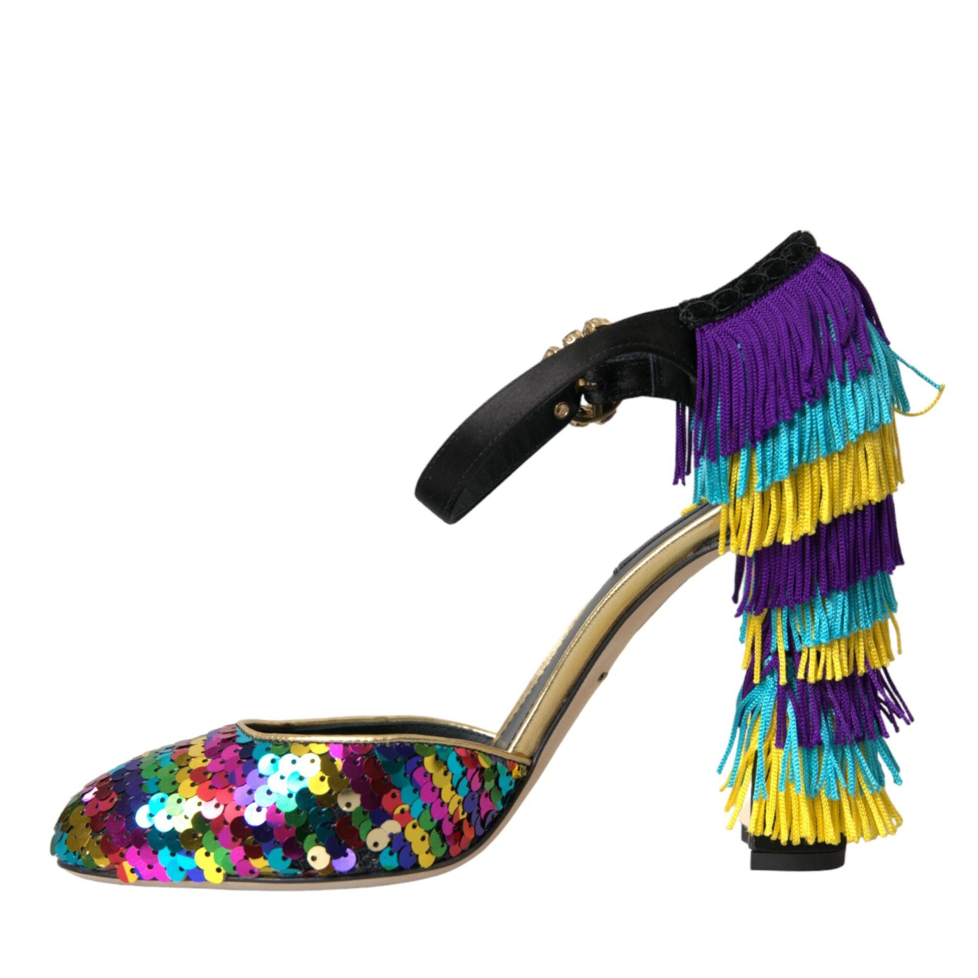 Dolce & Gabbana Multicolor Sequin Crystal Mary Jane Shoes