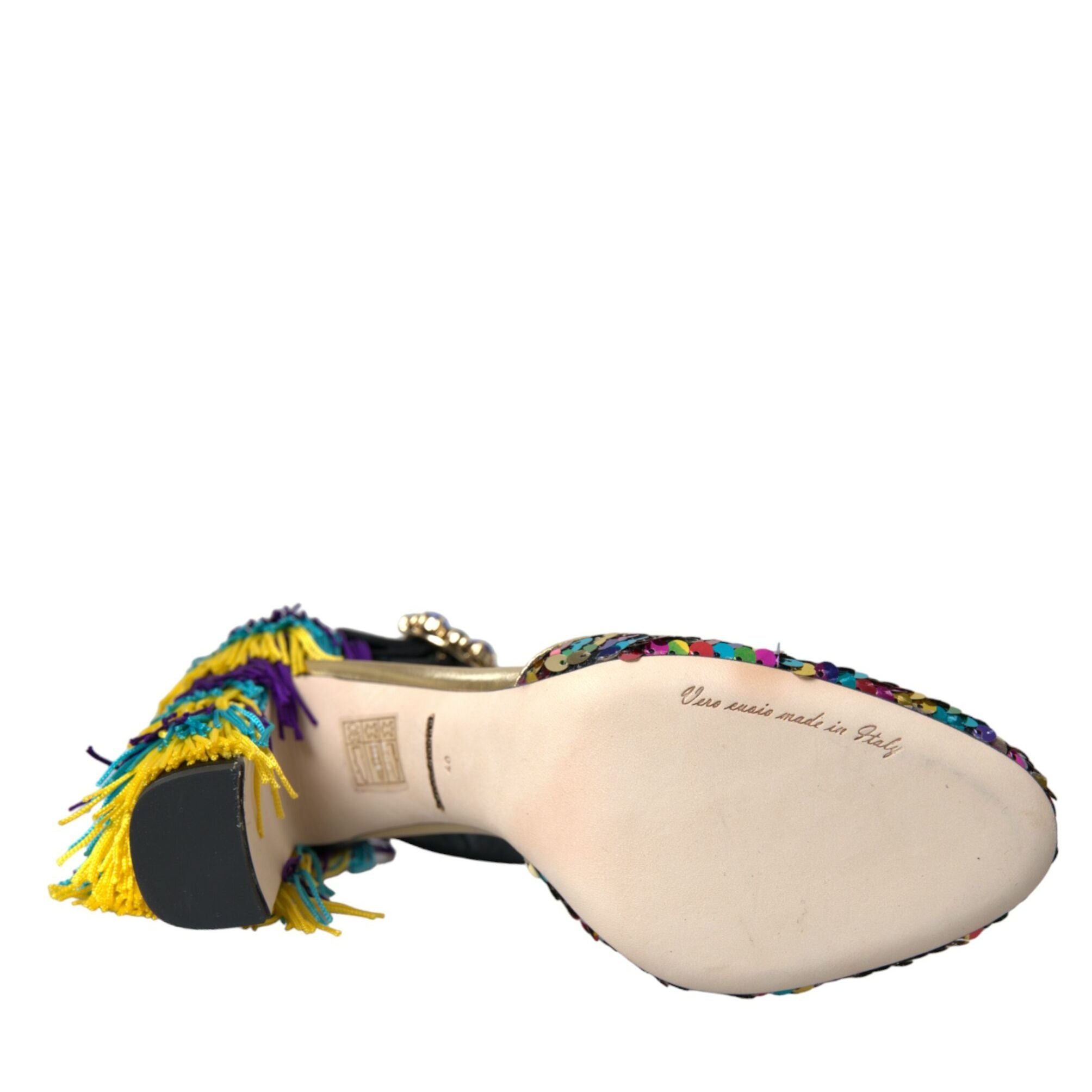Dolce & Gabbana Multicolor Sequin Crystal Mary Jane Shoes
