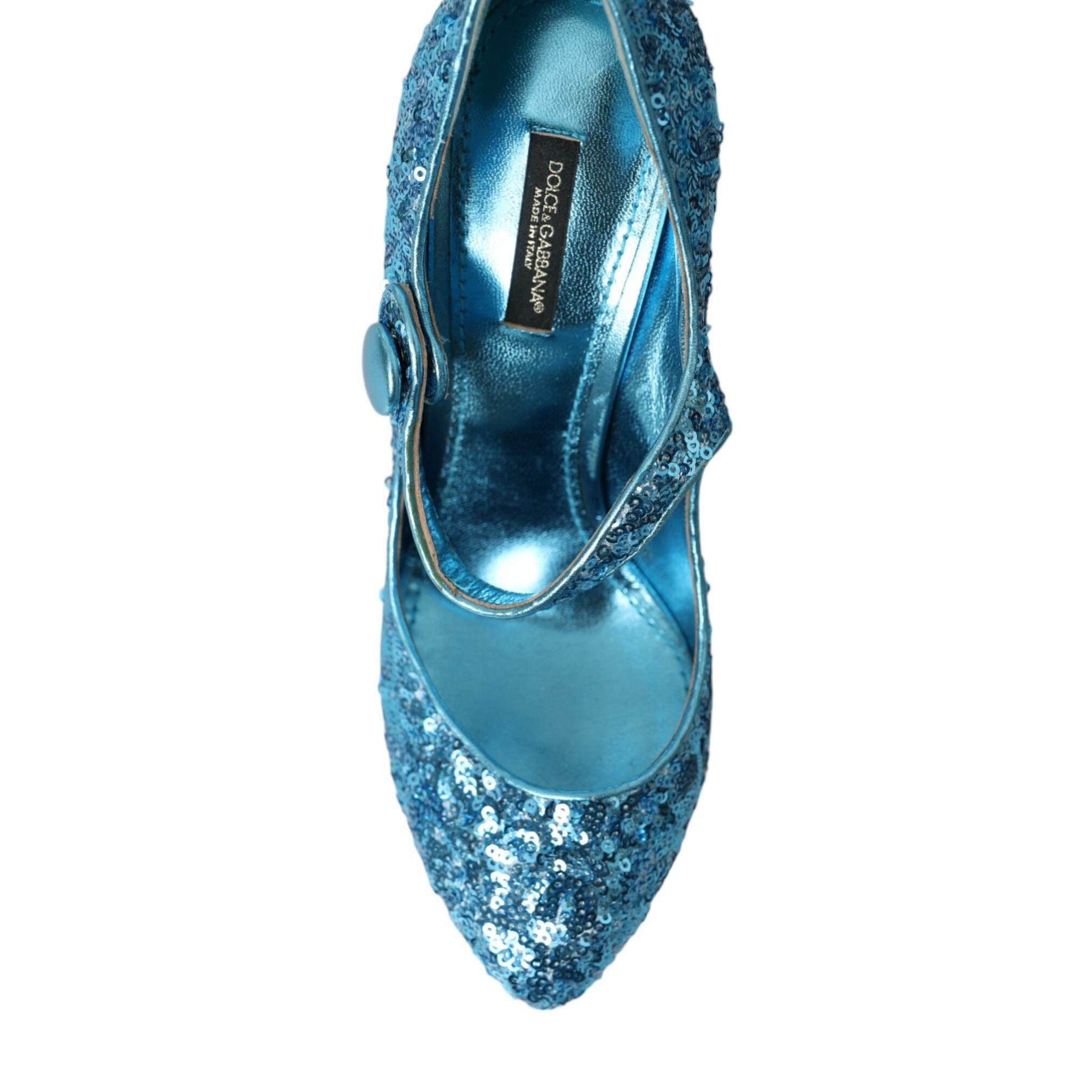 Dolce & Gabbana Blue Sequin Mary Jane Pumps High Heels Shoes