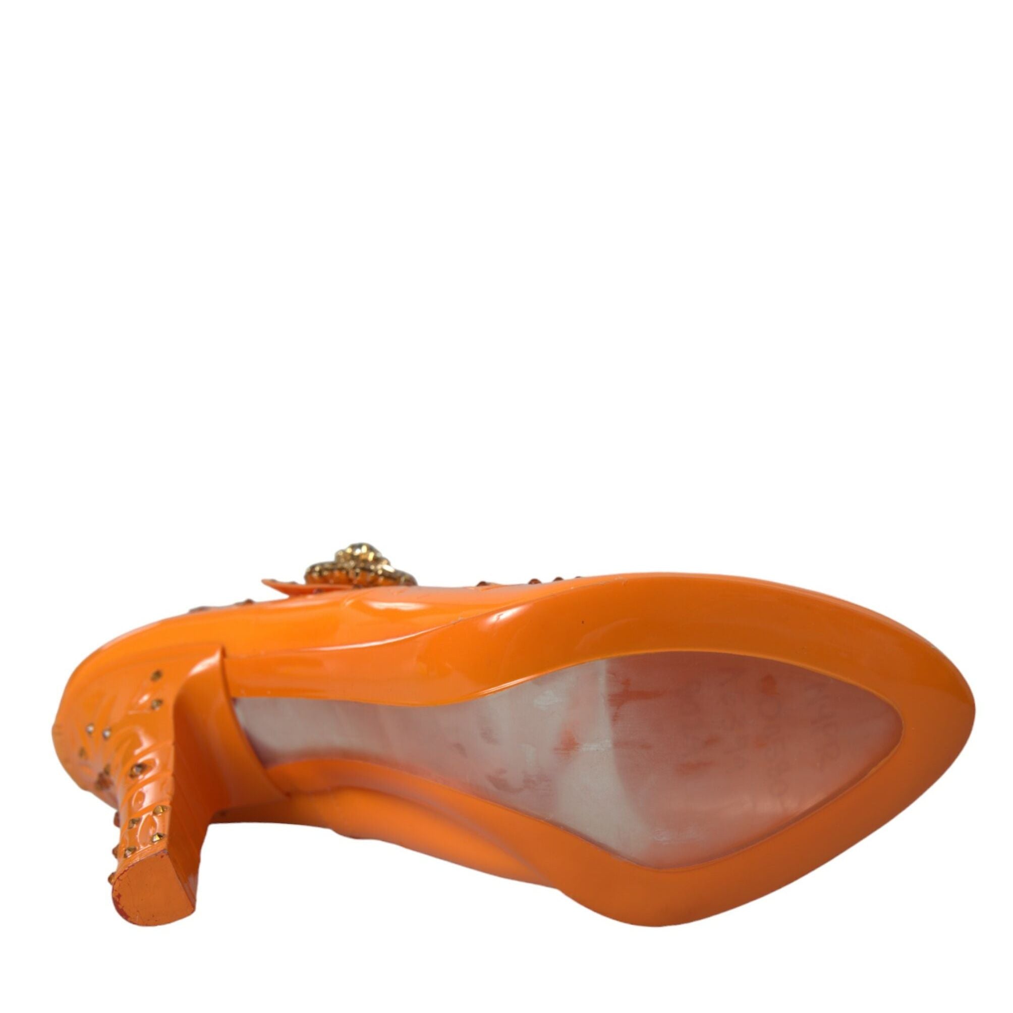Dolce & Gabbana Orange CINDERELLA Floral Crystal Pumps Shoes