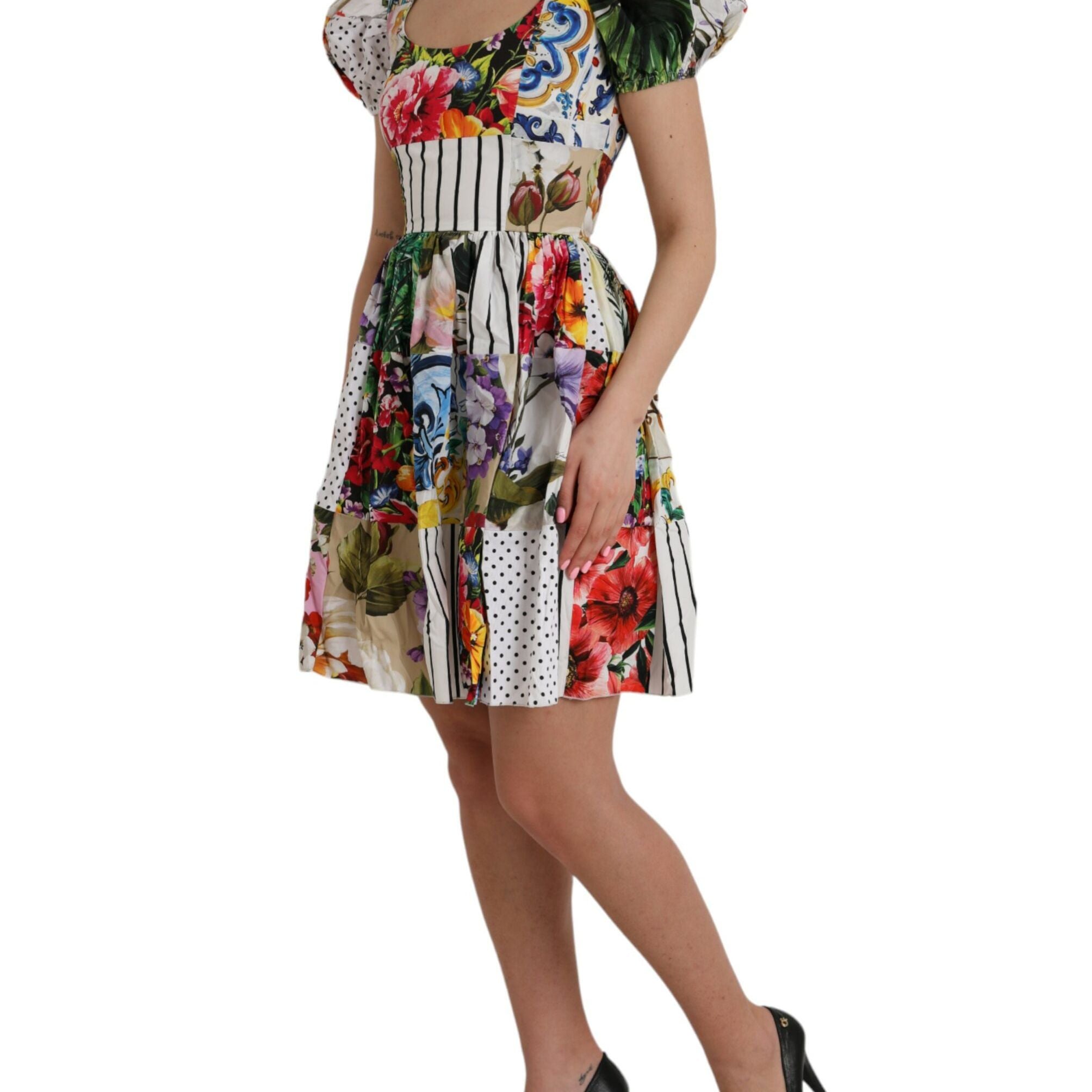 Dolce & Gabbana Multicolor Patchwork Cotton Aline Mini Dress