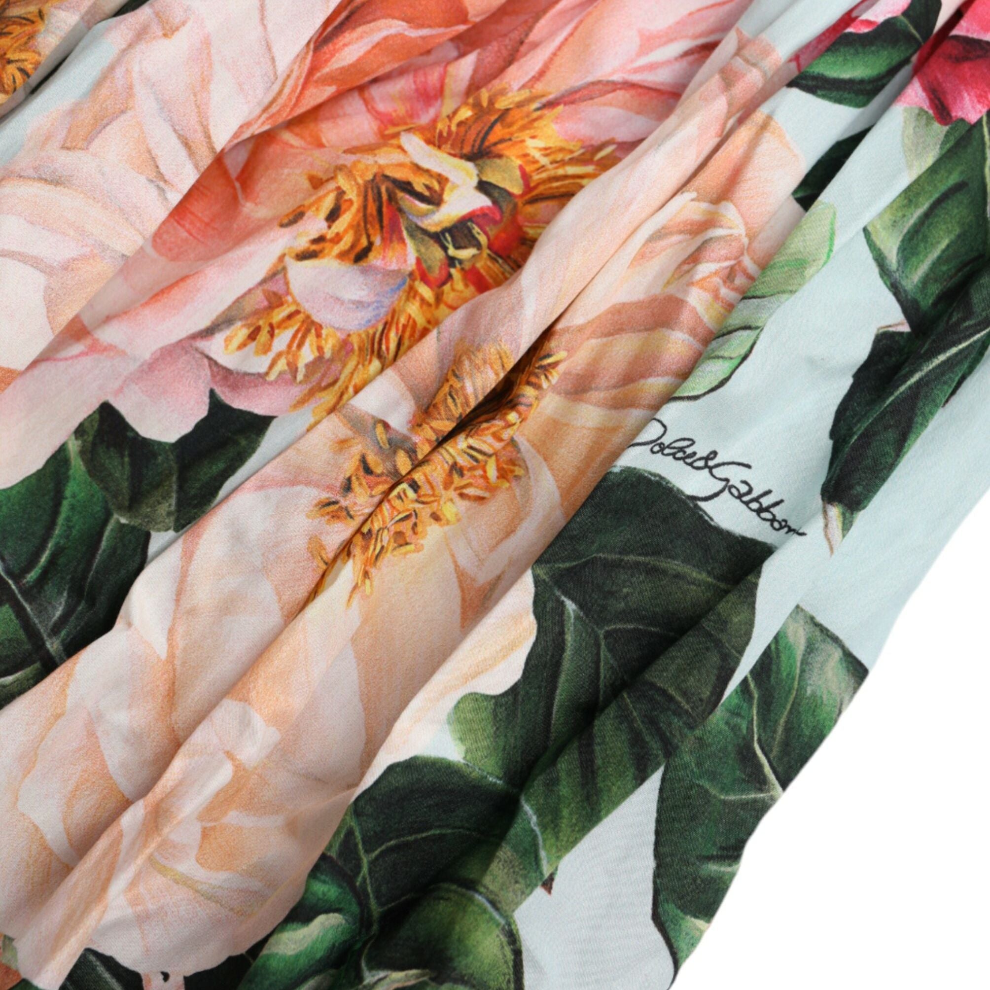 Dolce & Gabbana Multicolor Floral CottonAline Pleated Dress