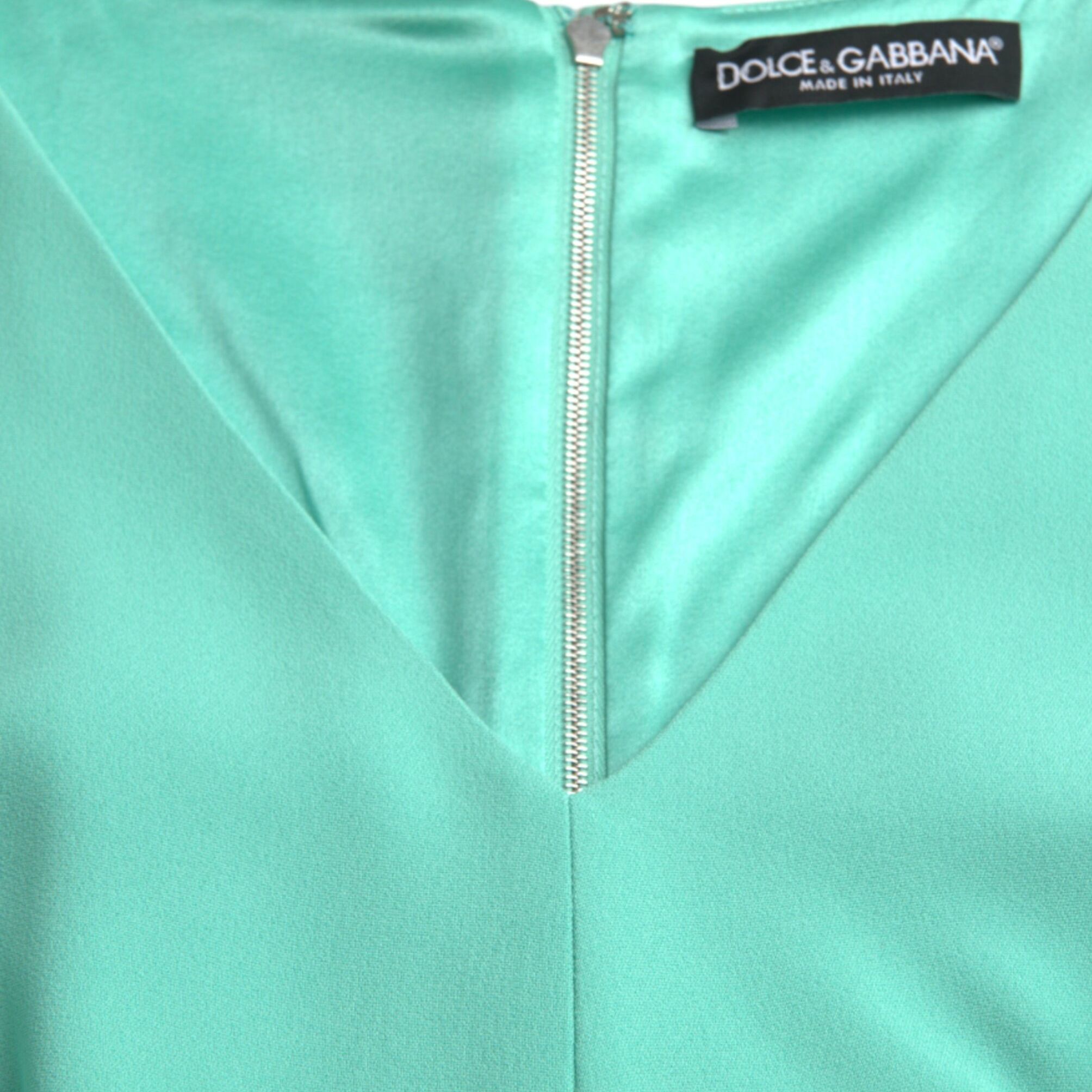 Dolce & Gabbana Green Viscose Sleeveless Bodycon Midi Dress