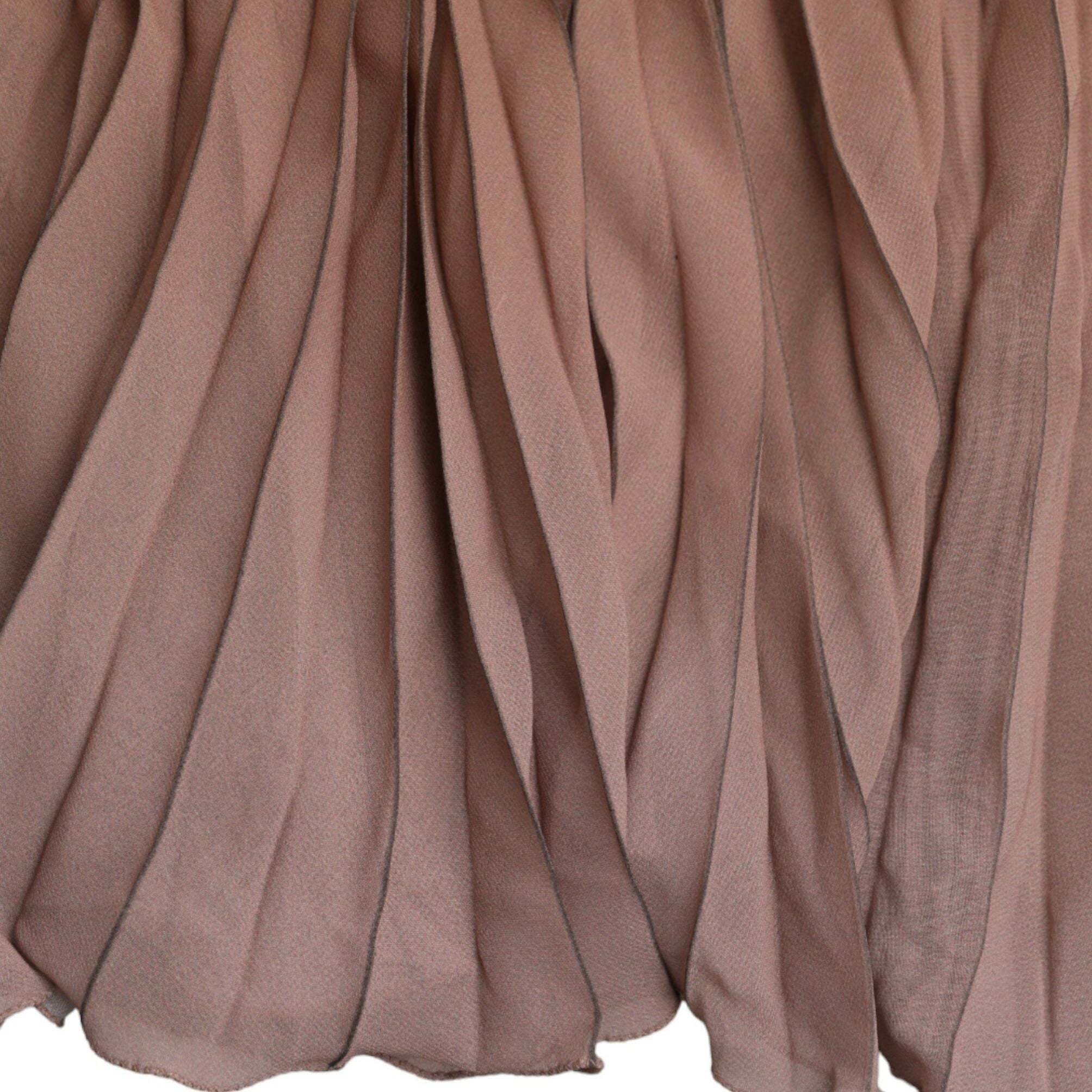 Dolce & Gabbana Brown Polyester Pleated High Waist Midi Skirt