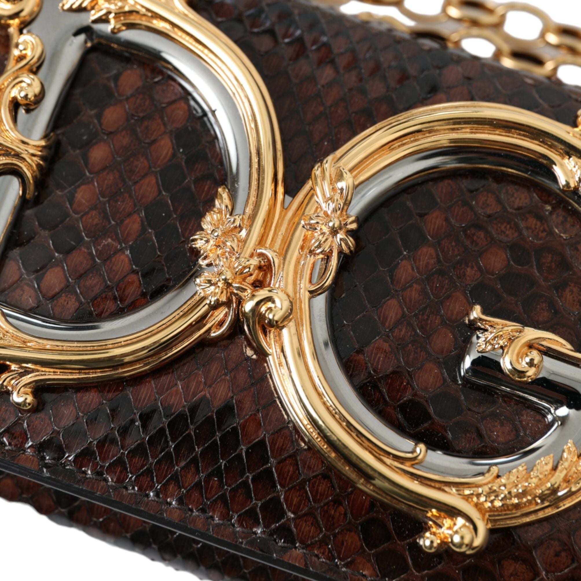 Dolce & Gabbana Brown Python Leather DG Girls Crossbody Phone Bag