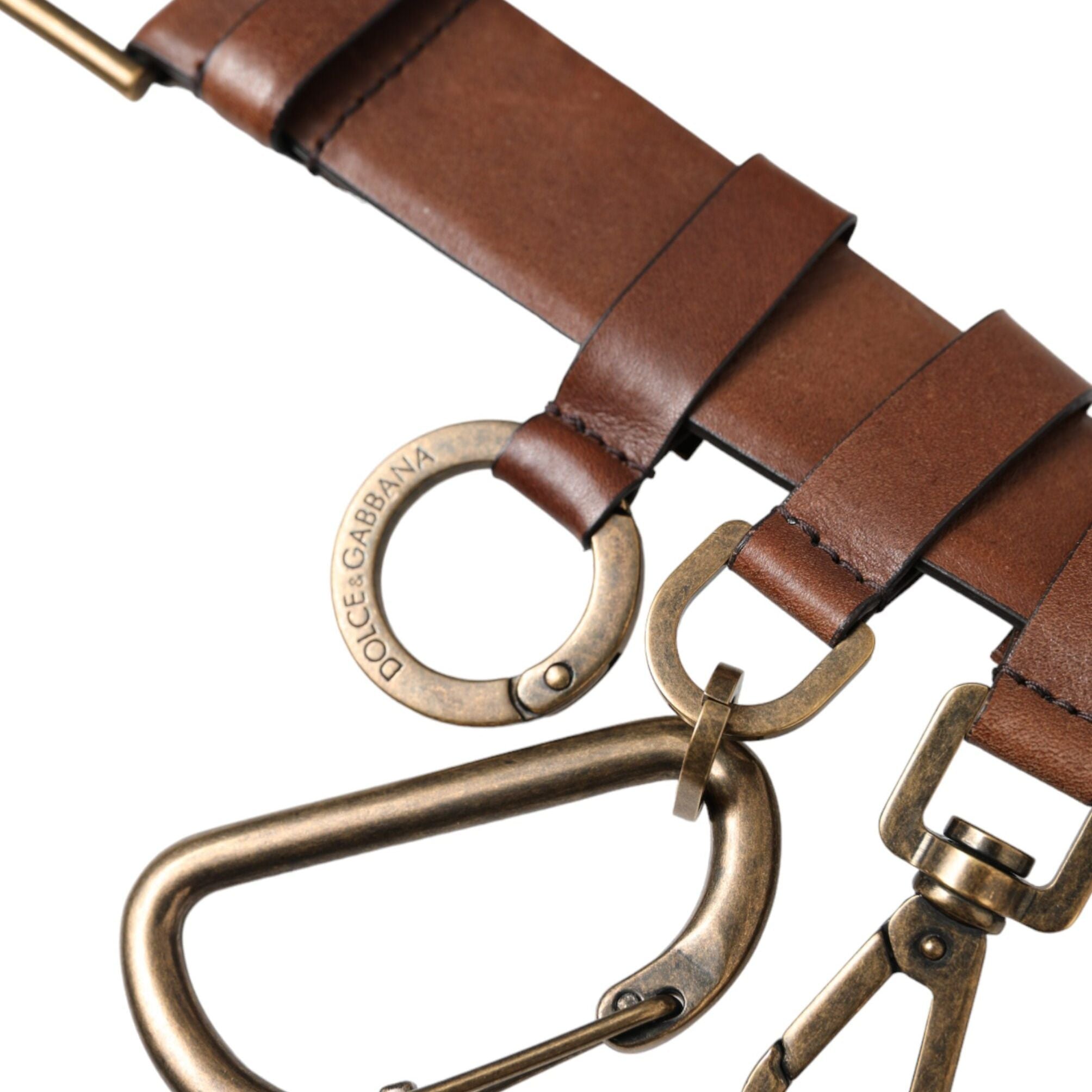 Dolce & Gabbana Brown Calf Leather Gold Metal Buckle Belt Men