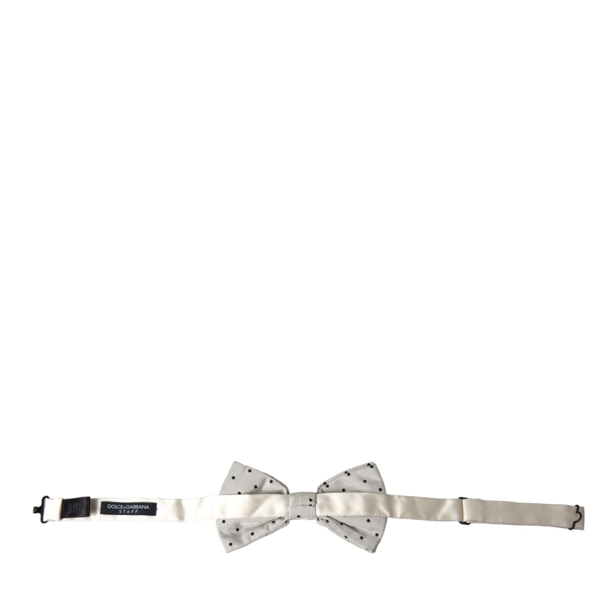Dolce & Gabbana White Black Polka Dot Polyester Bow Tie Men