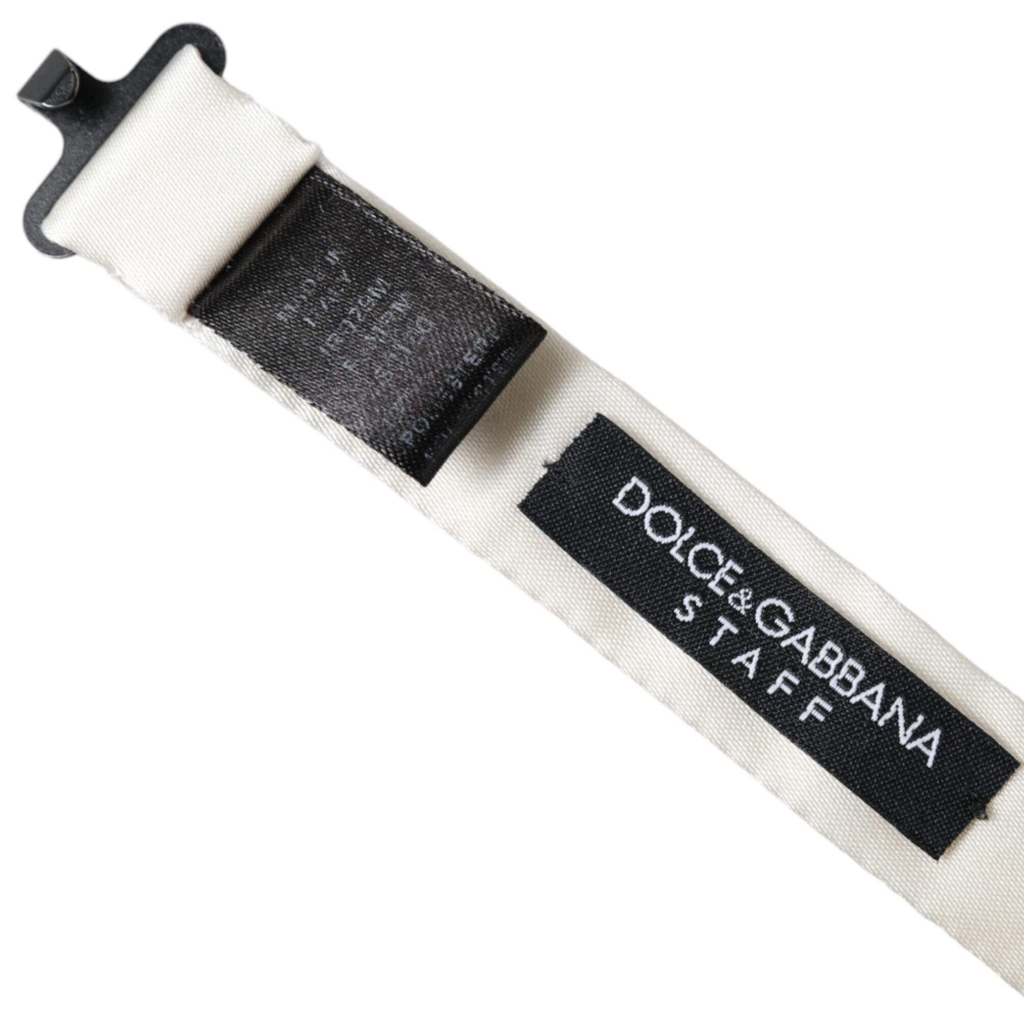 Dolce & Gabbana White Black Polka Dot Polyester Bow Tie Men