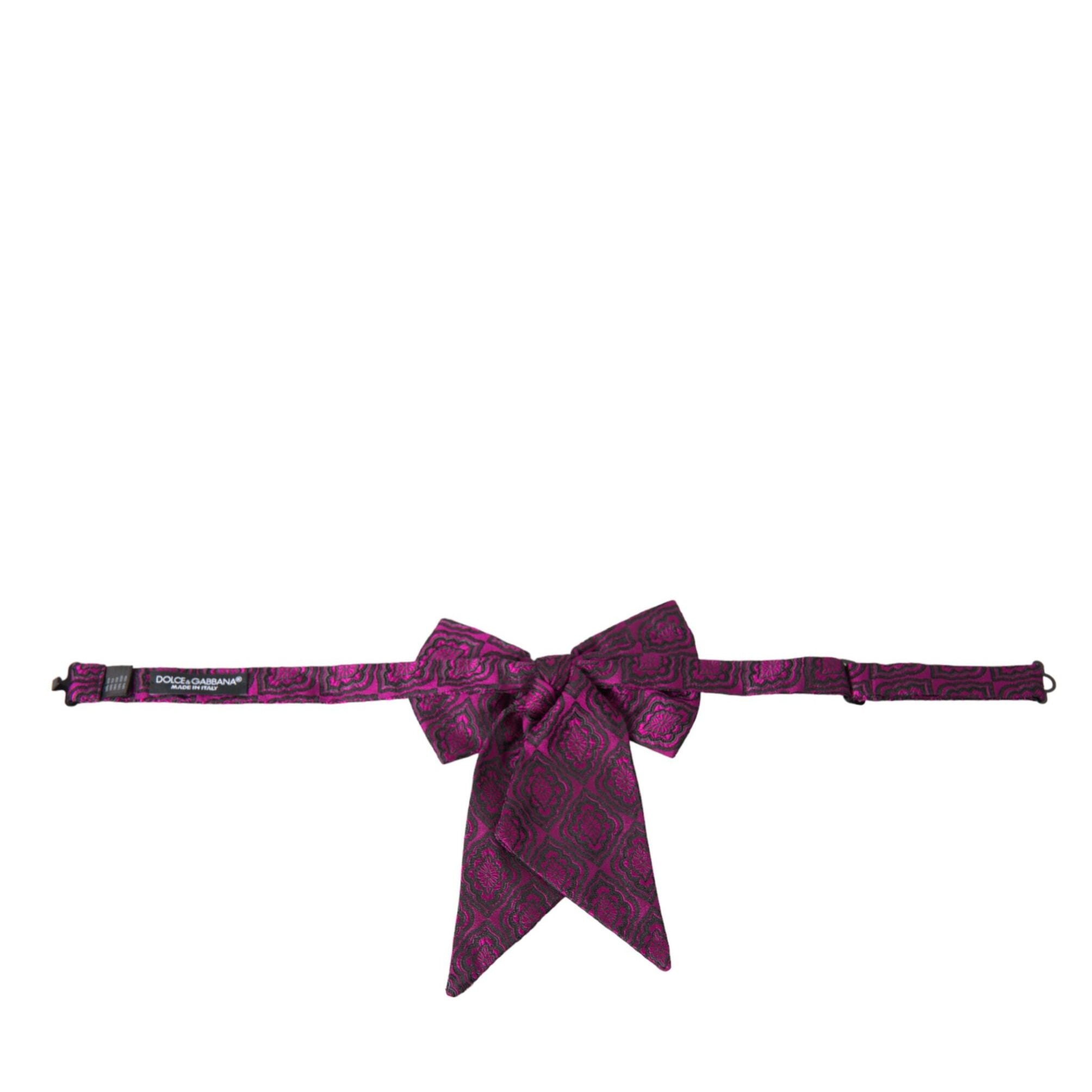 Dolce & Gabbana Purple Ribbon Silk Adjustable Neck Men Bow Tie