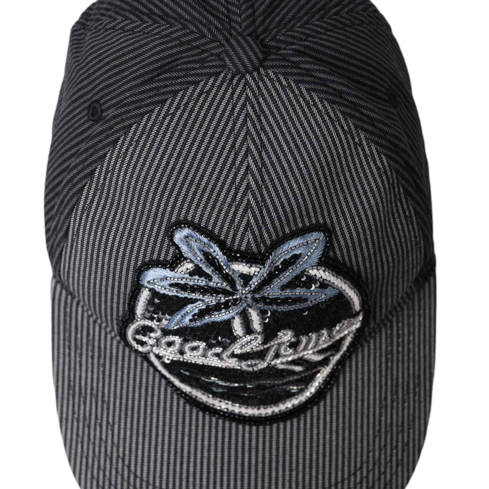 Dolce & Gabbana Black Cotton Embellished Baseball Hat Men