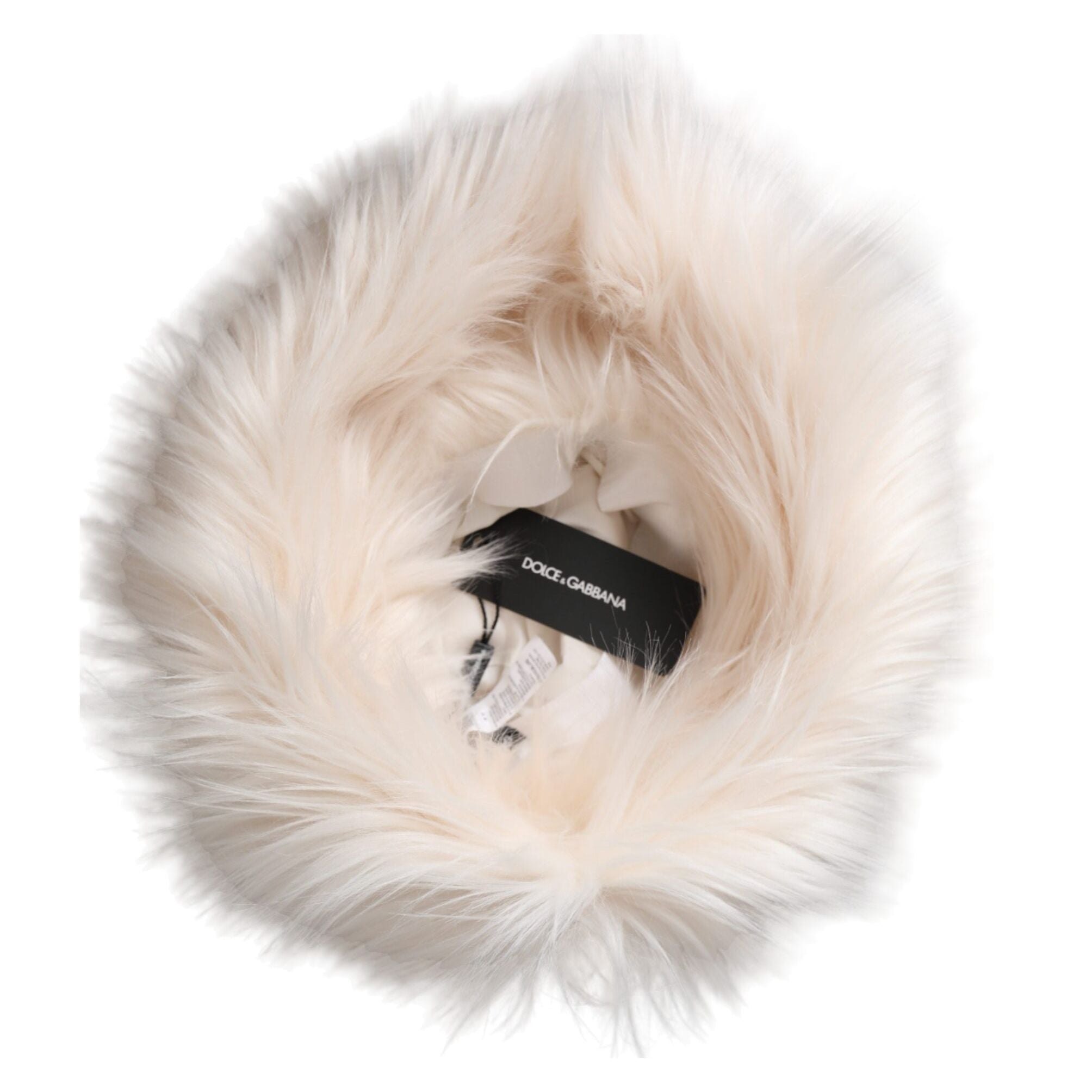 Dolce & Gabbana White Acrylic Fur Womens Bucket Hat