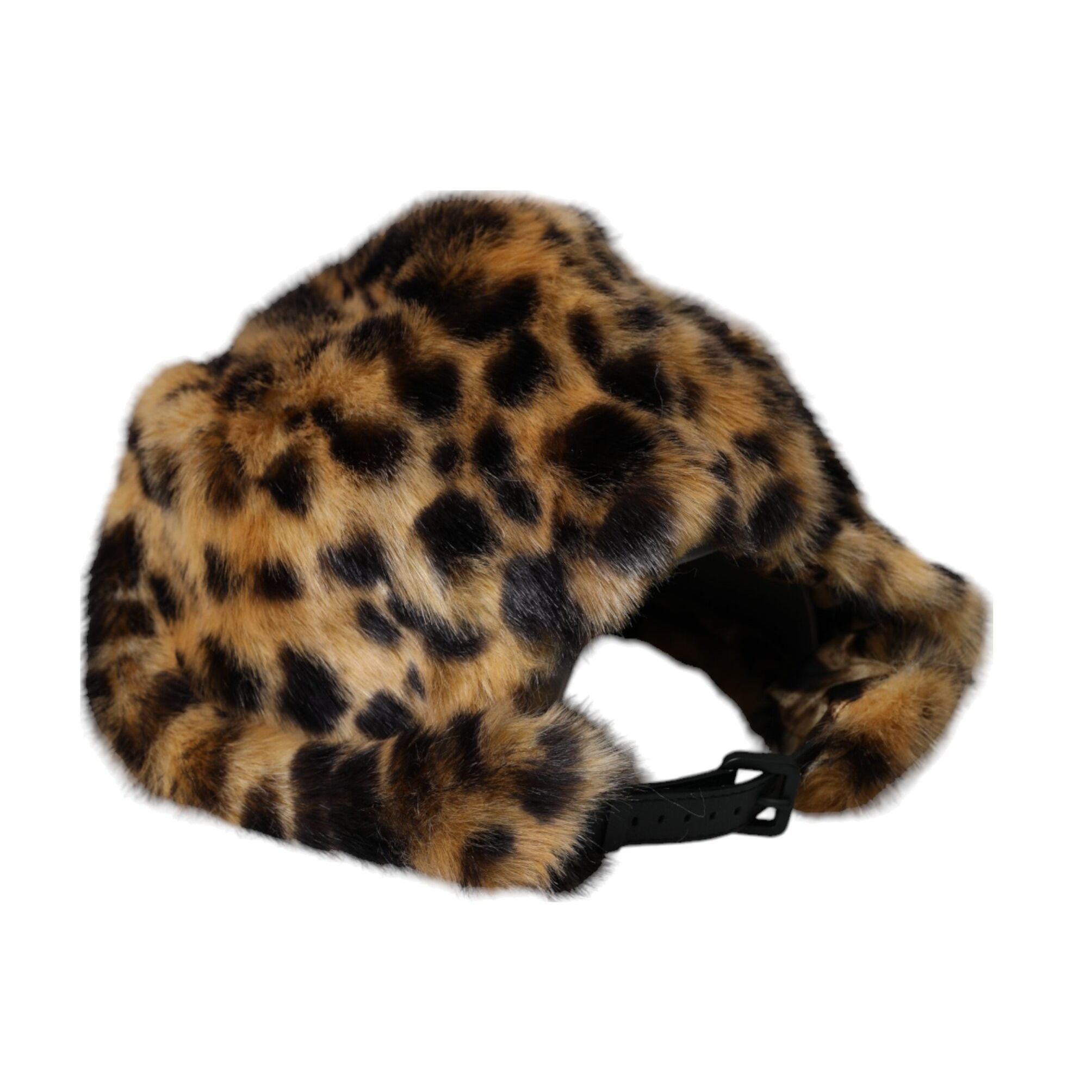 Dolce & Gabbana Brown Leopard Fur Women Bucket Hat