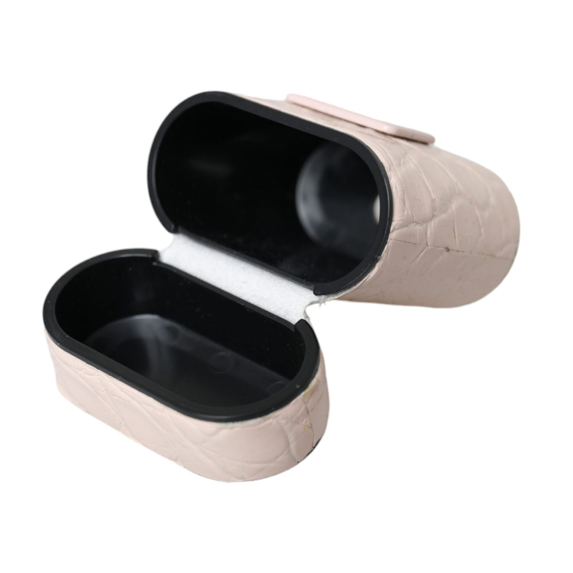 Dolce & Gabbana Light Pink Leather Metal Logo Plaque Airpods Case