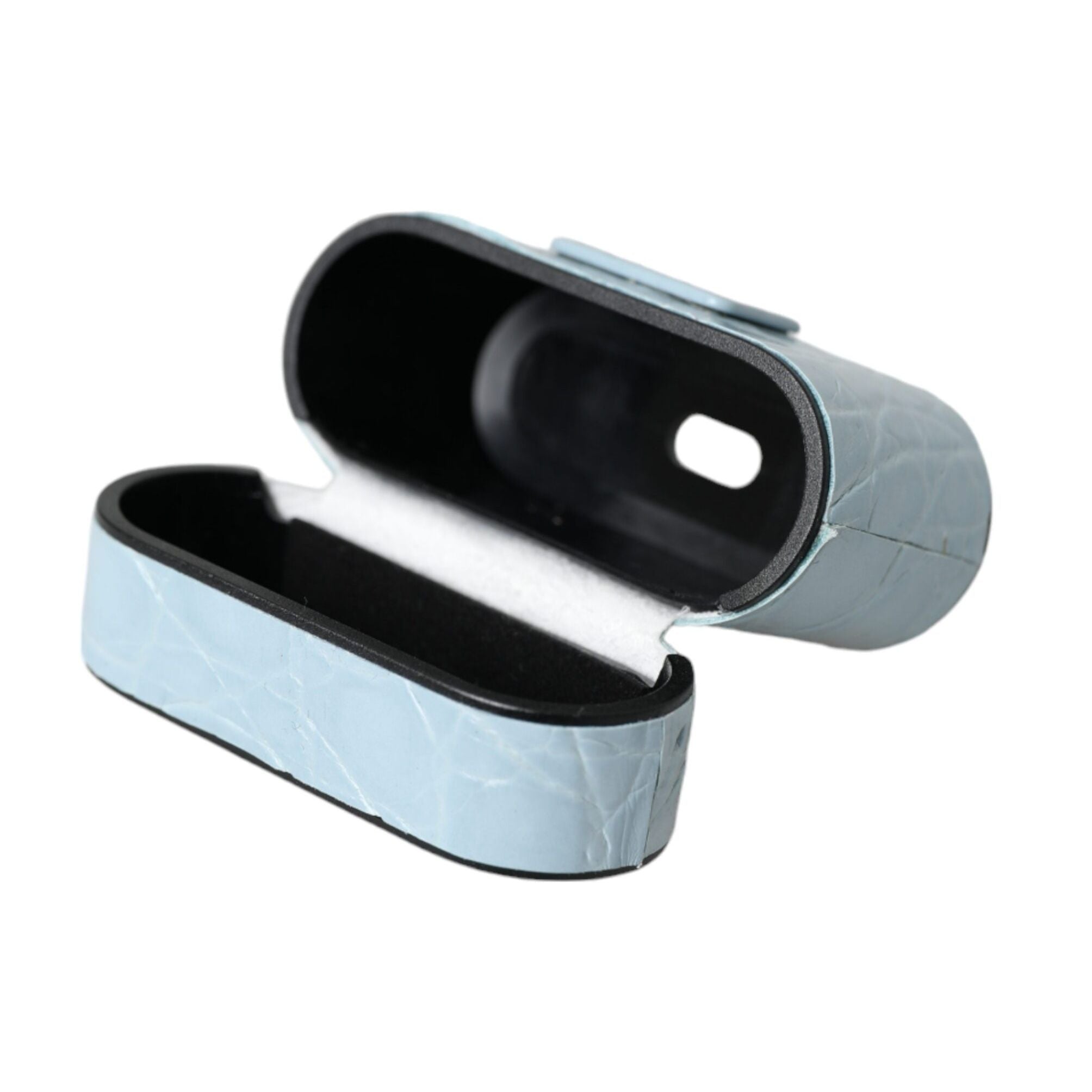 Dolce & Gabbana Light Blue Leather Metal Logo Plaque Airpods Case