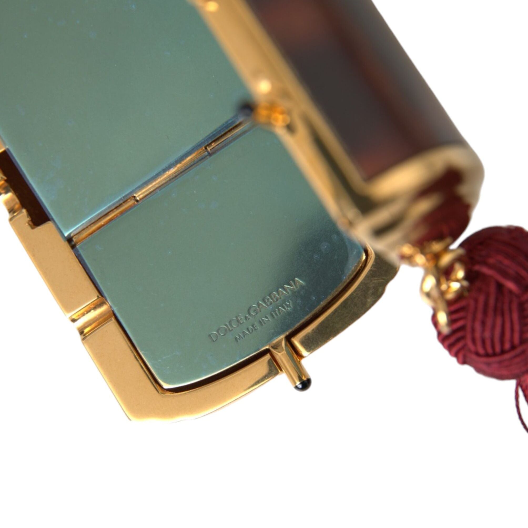 Dolce & Gabbana Brown Leopard Mini Mirror Tassel Make Up Holder Bag