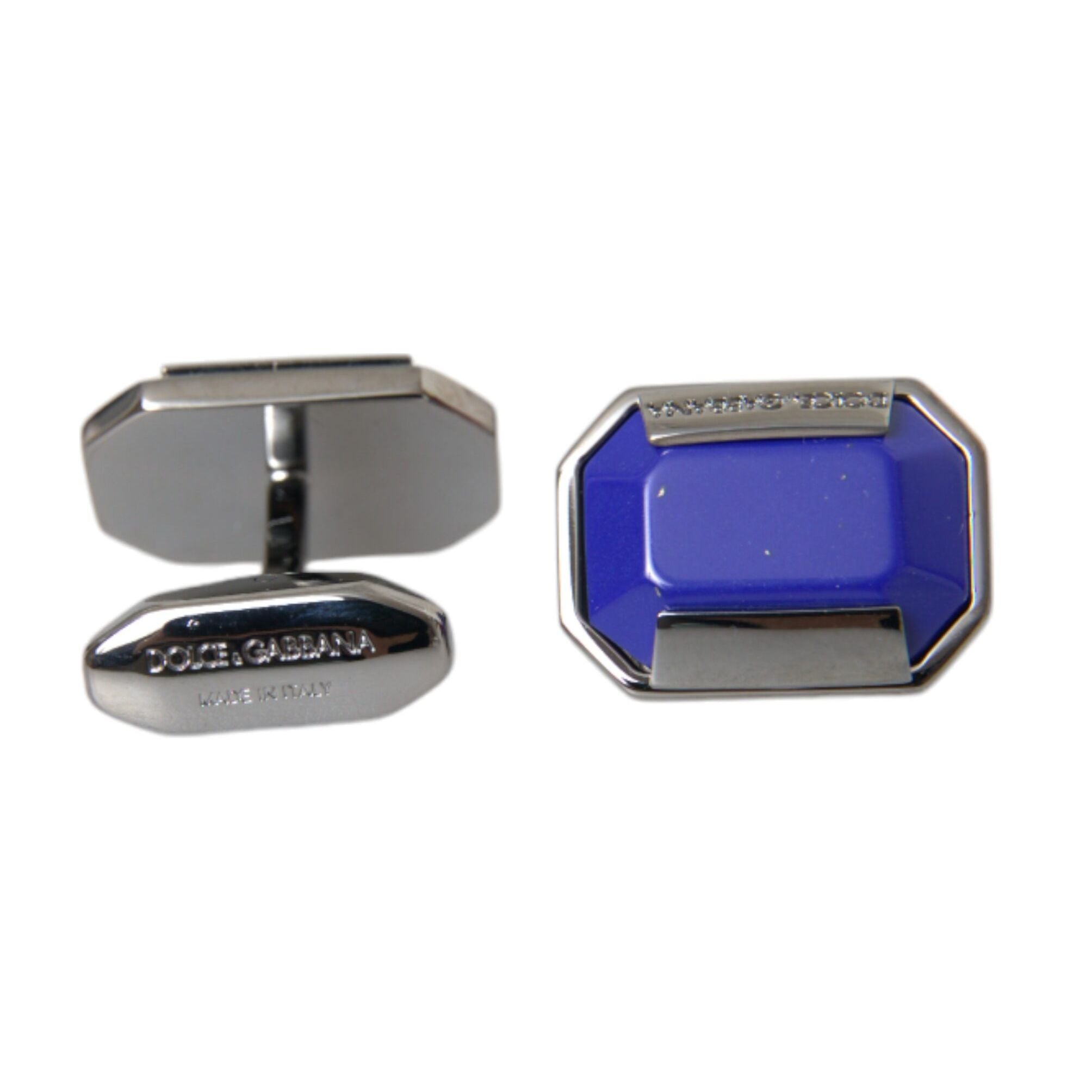 Dolce & Gabbana Silver Plated Brass Pin Crystal Cufflinks