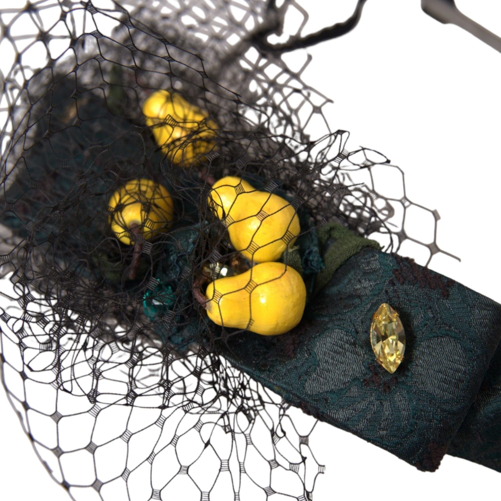 Dolce & Gabbana Black Lemons Sicily Purple Crystal Net Headband Diadem