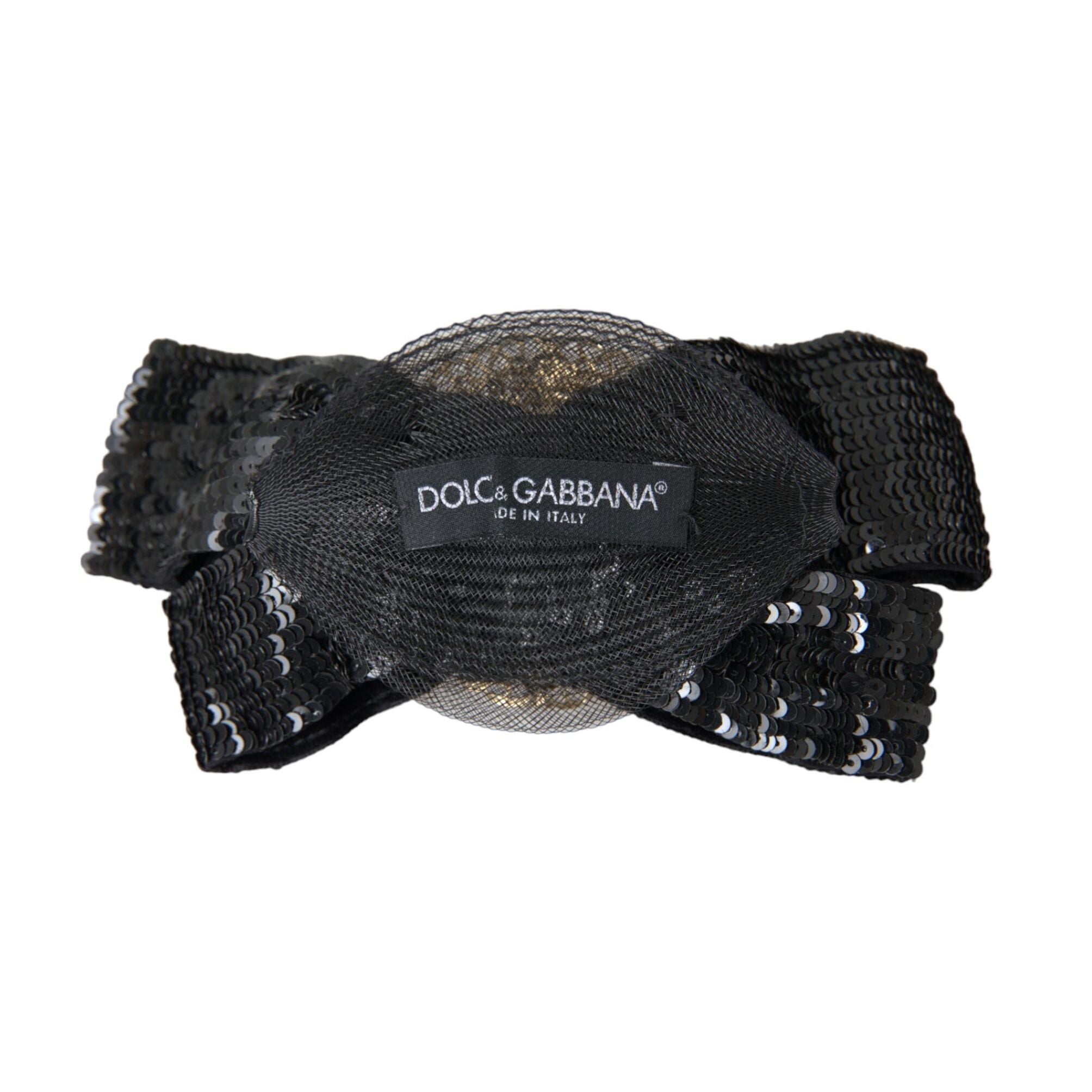 Dolce & Gabbana Black Sequin Pearl Handmade Brooch Hair Pin