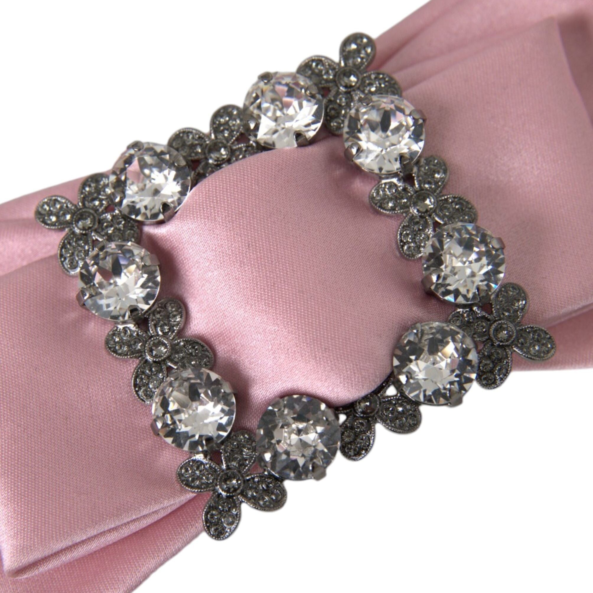 Dolce & Gabbana Pink Satin Crystal Jewelry Brooch Hair Pin