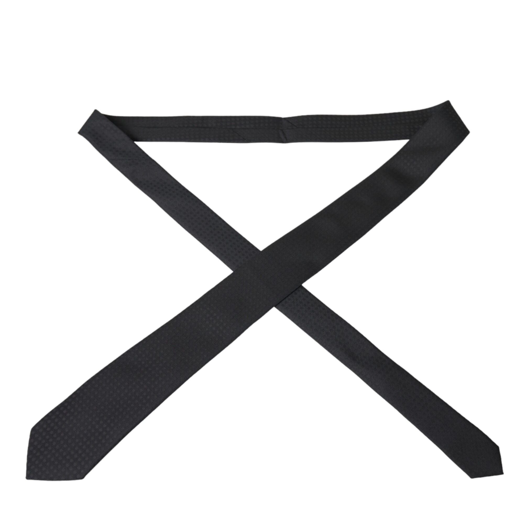 Dolce & Gabbana Black 100% Silk Adjustable Necktie Face Mask