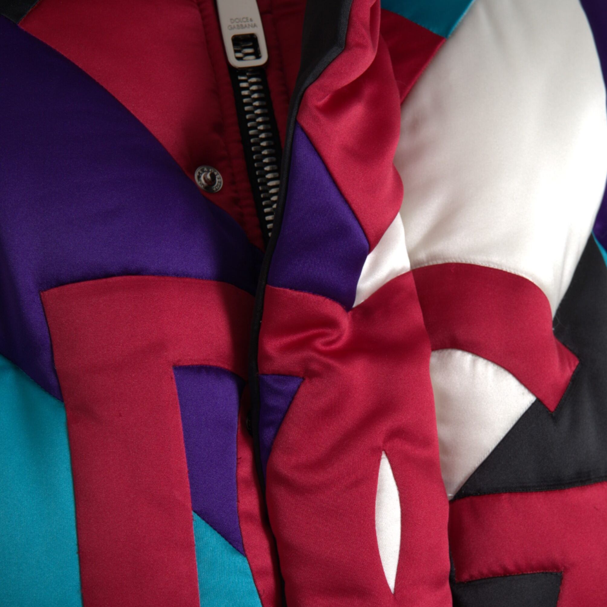 Dolce & Gabbana Multicolor Logo Windbreaker Puffer Jacket