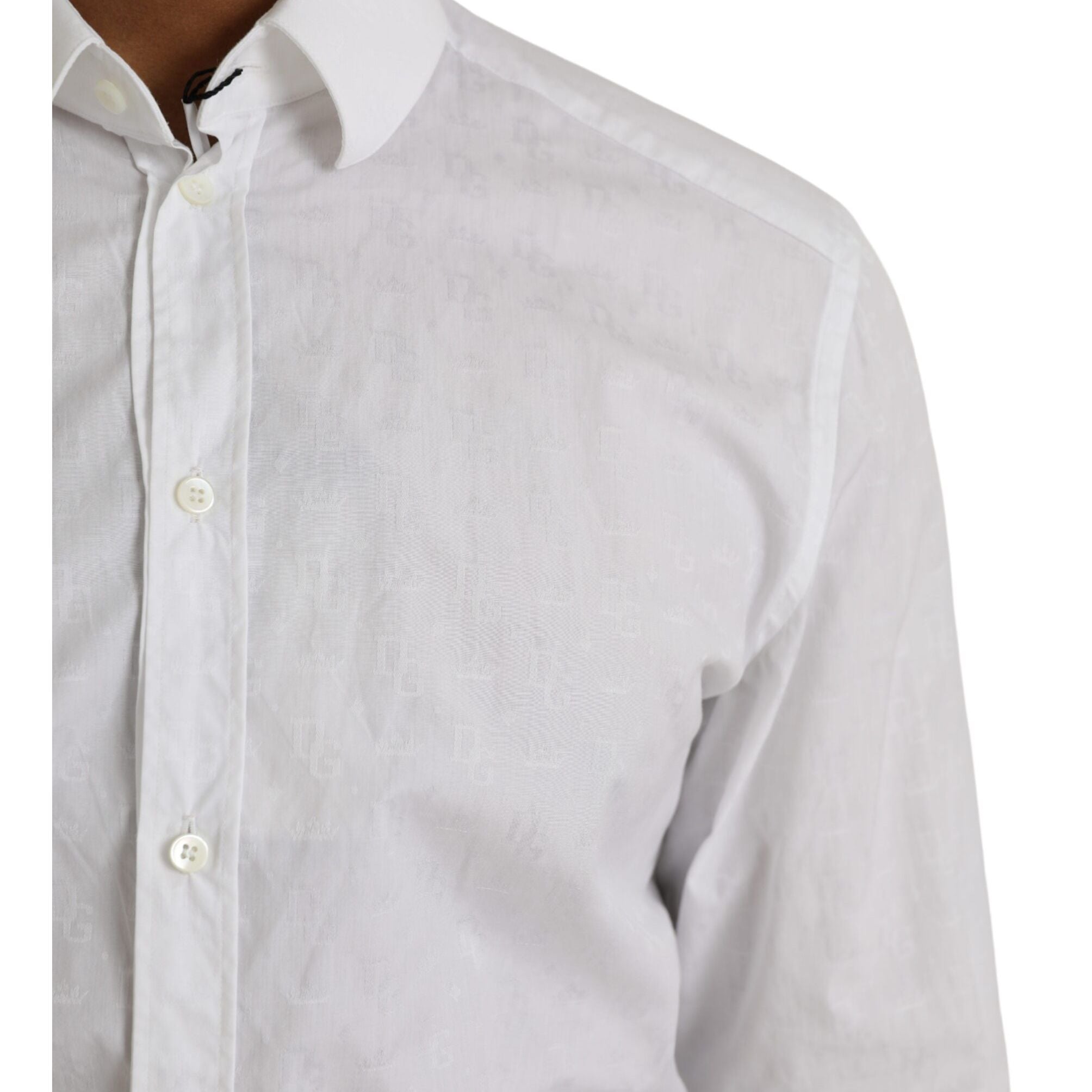 Dolce & Gabbana White Cotton Long Sleeve Dress GOLD Shirt