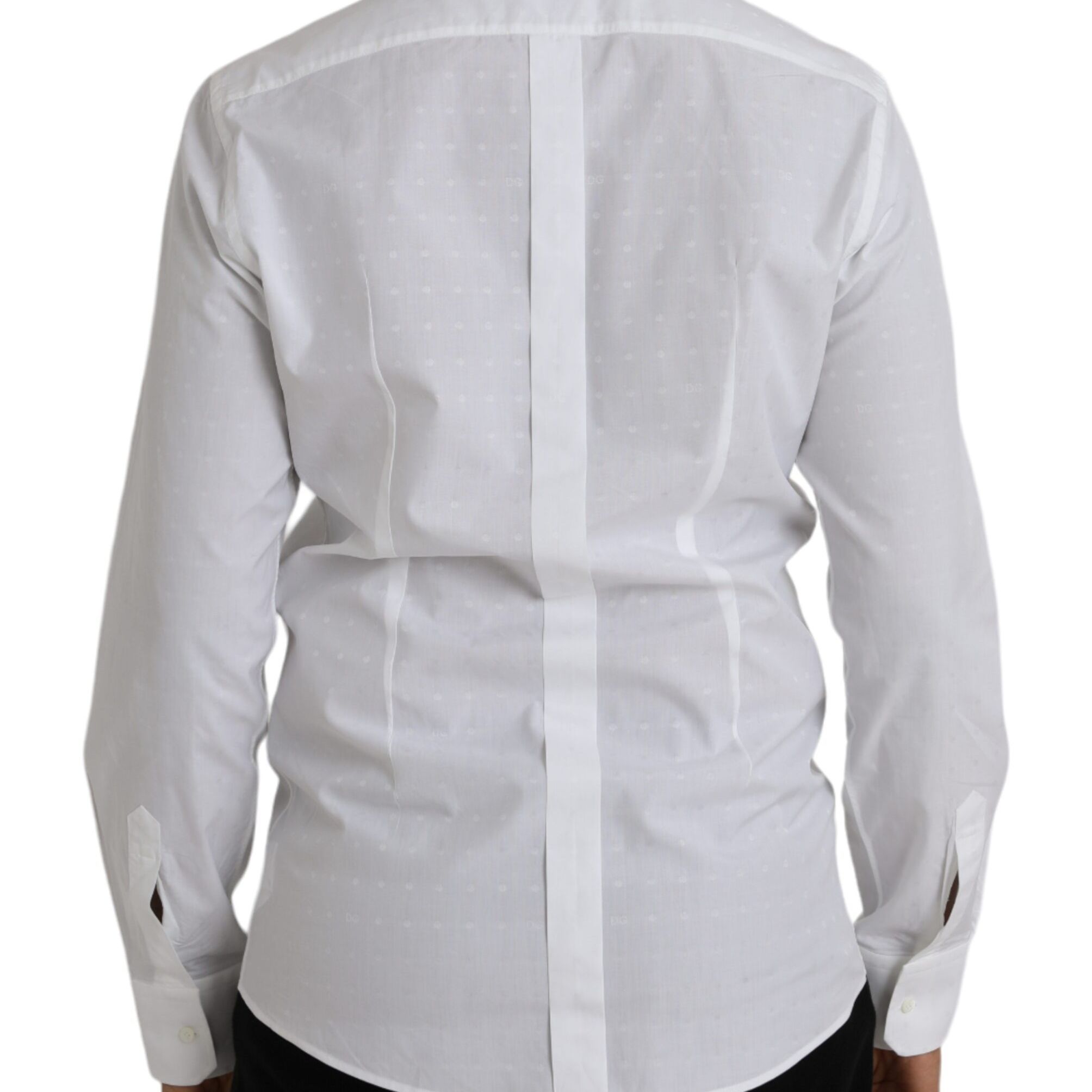 Dolce & Gabbana White Logo Cotton Men Dress GOLD Shirt