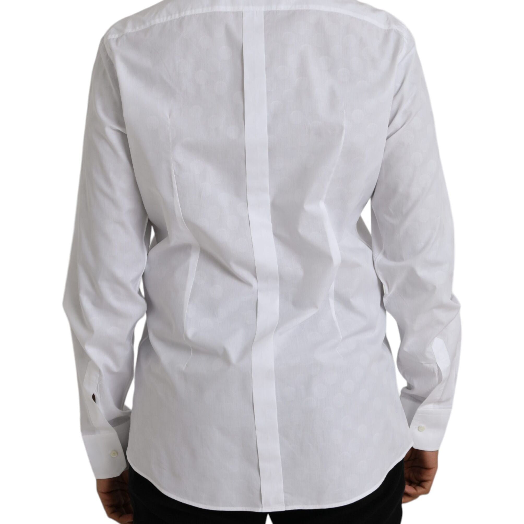 Dolce & Gabbana White Polka Dotted Cotton Dress GOLD Shirt