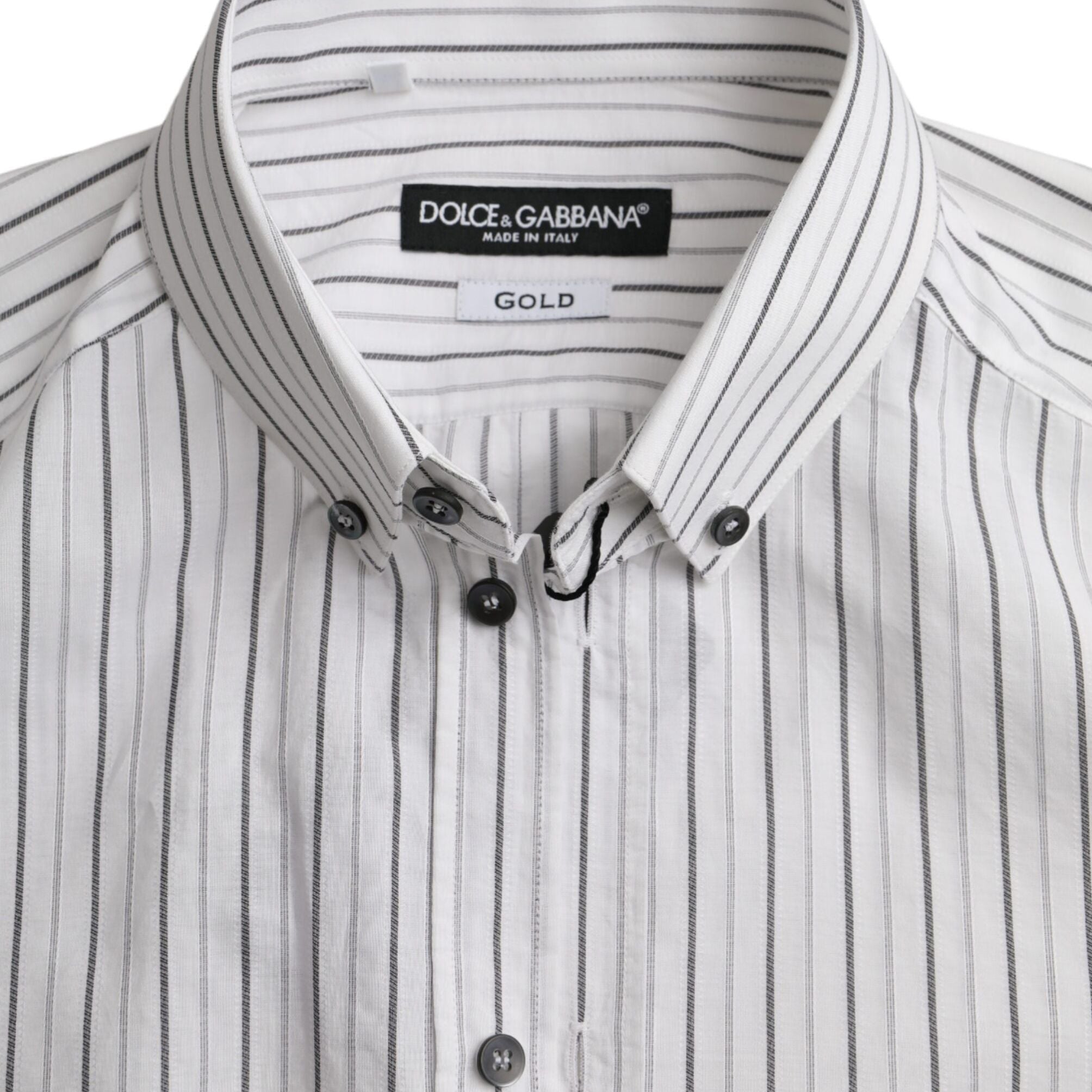 Dolce & Gabbana Black White Striped Formal Dress GOLD Shirt