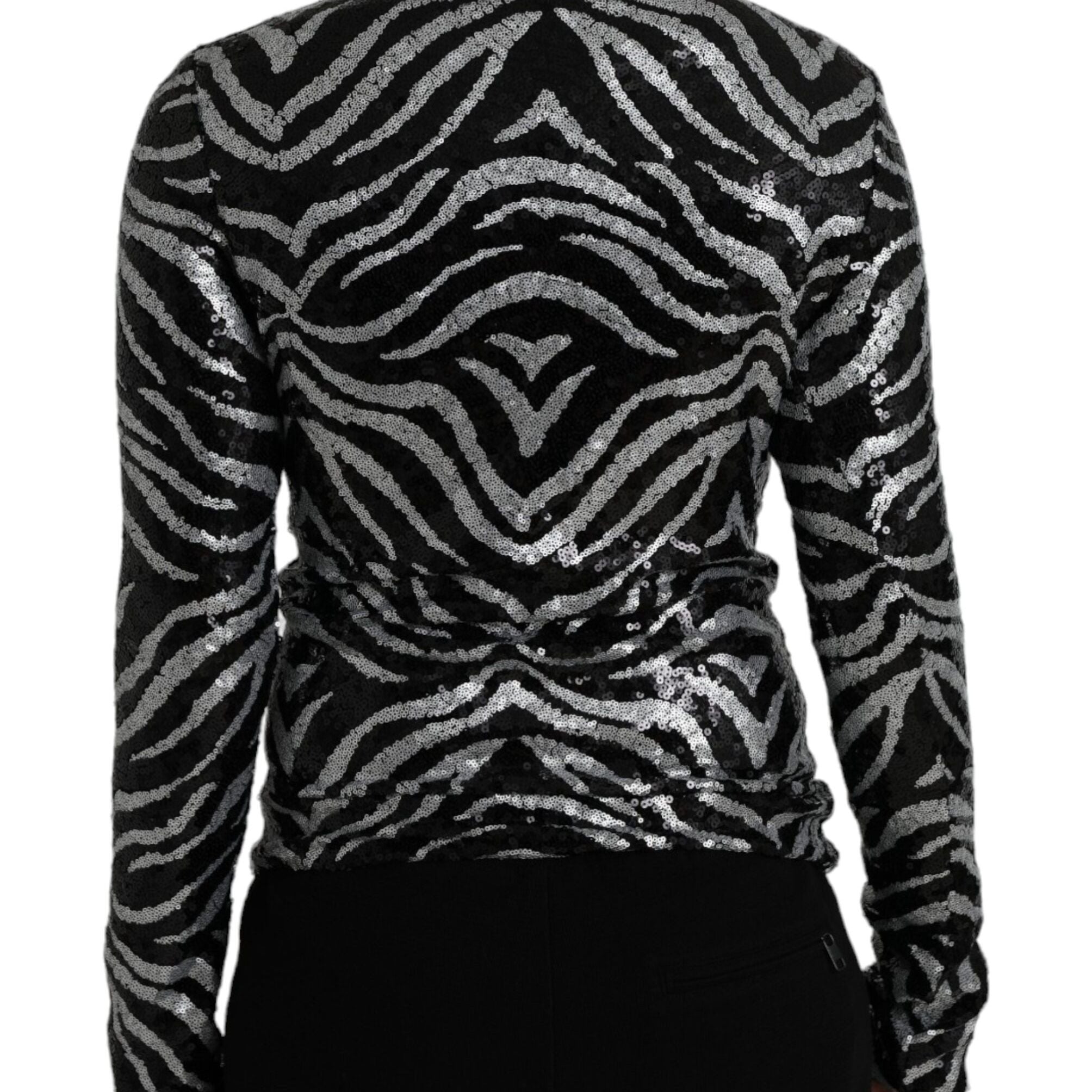 Dolce & Gabbana Black Silver Sequined Polyester Sweater