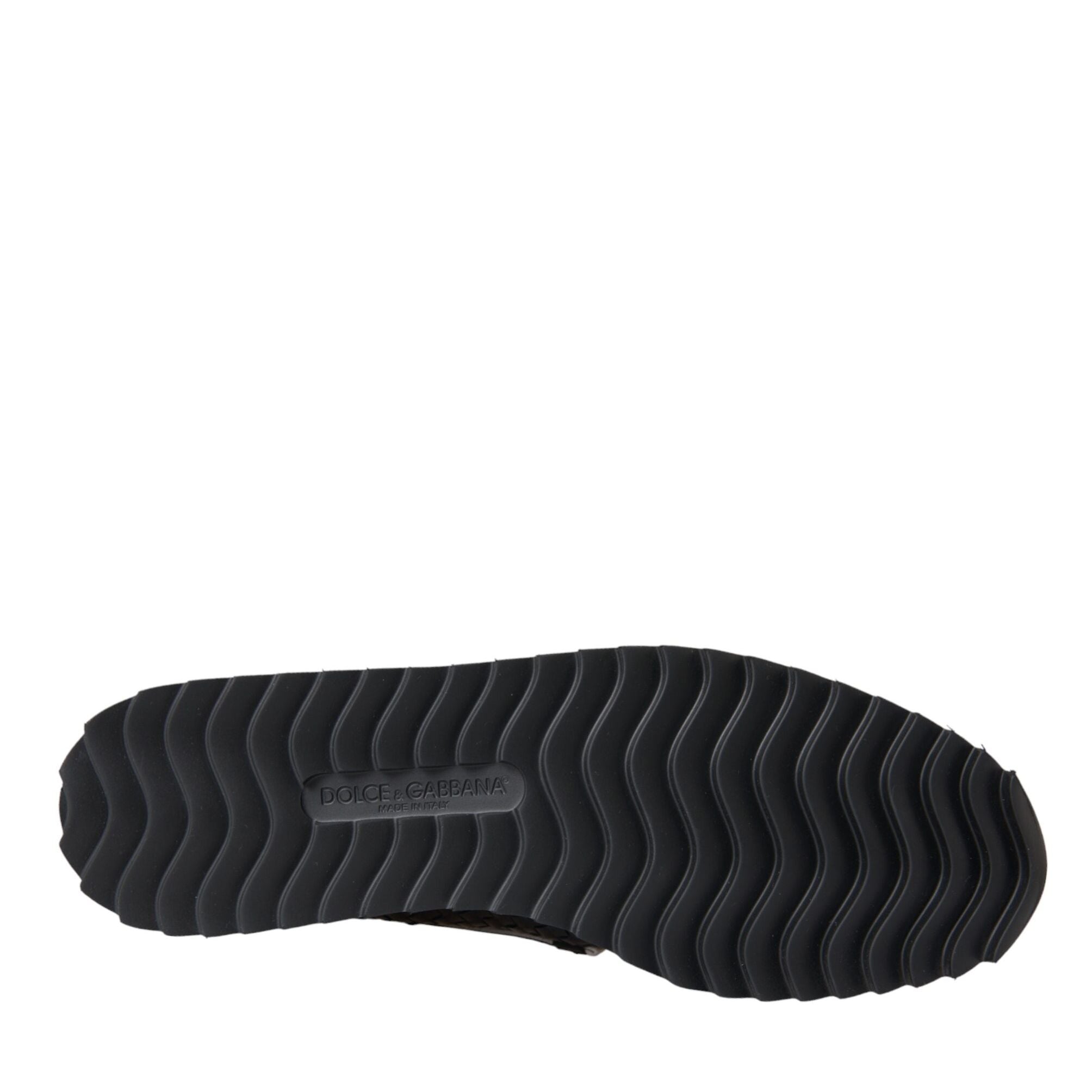 Dolce & Gabbana Black Woven Buffalo Leather Men Loafers Shoes