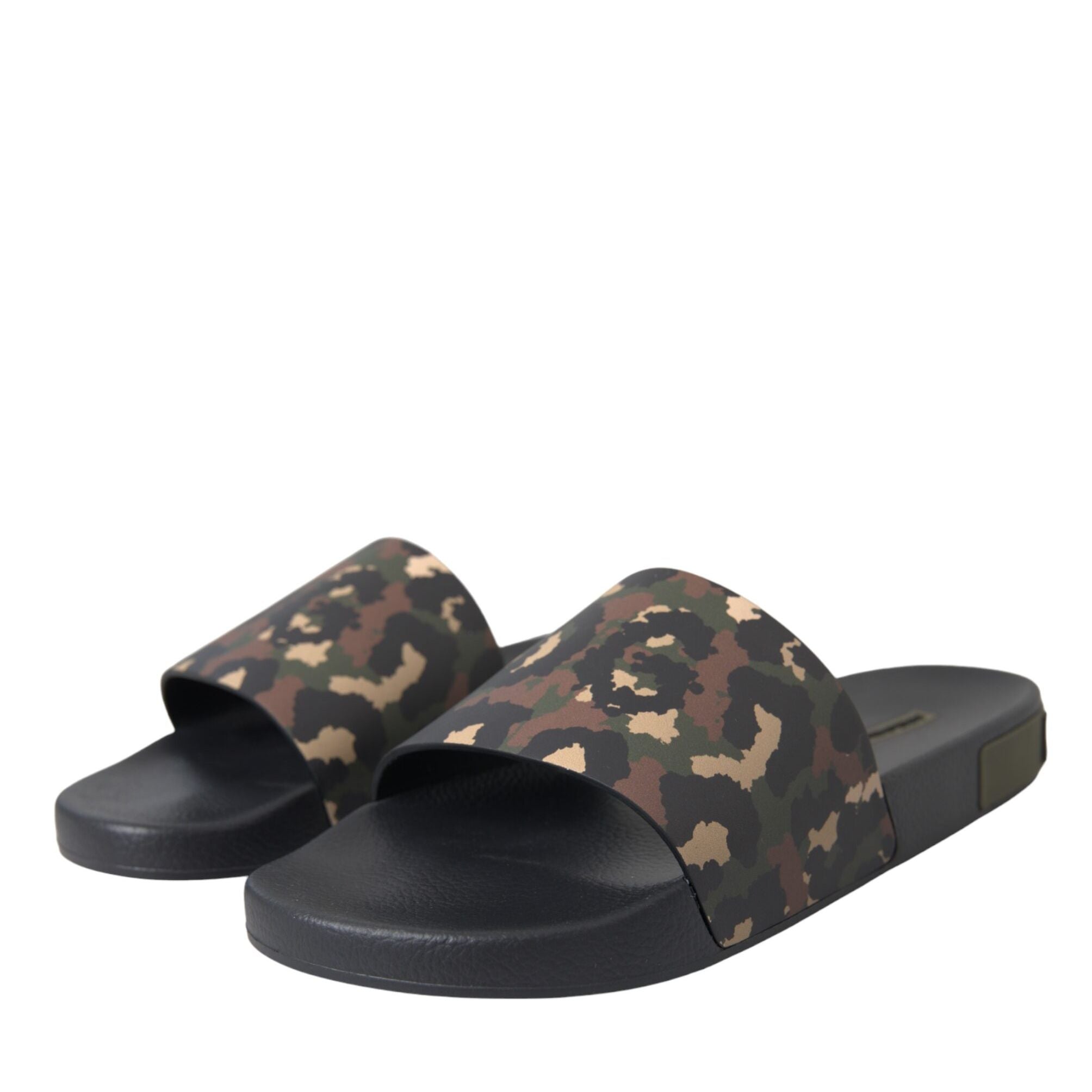 Dolce & Gabbana Multicolor Camouflage Leather Beachwear Men Shoes